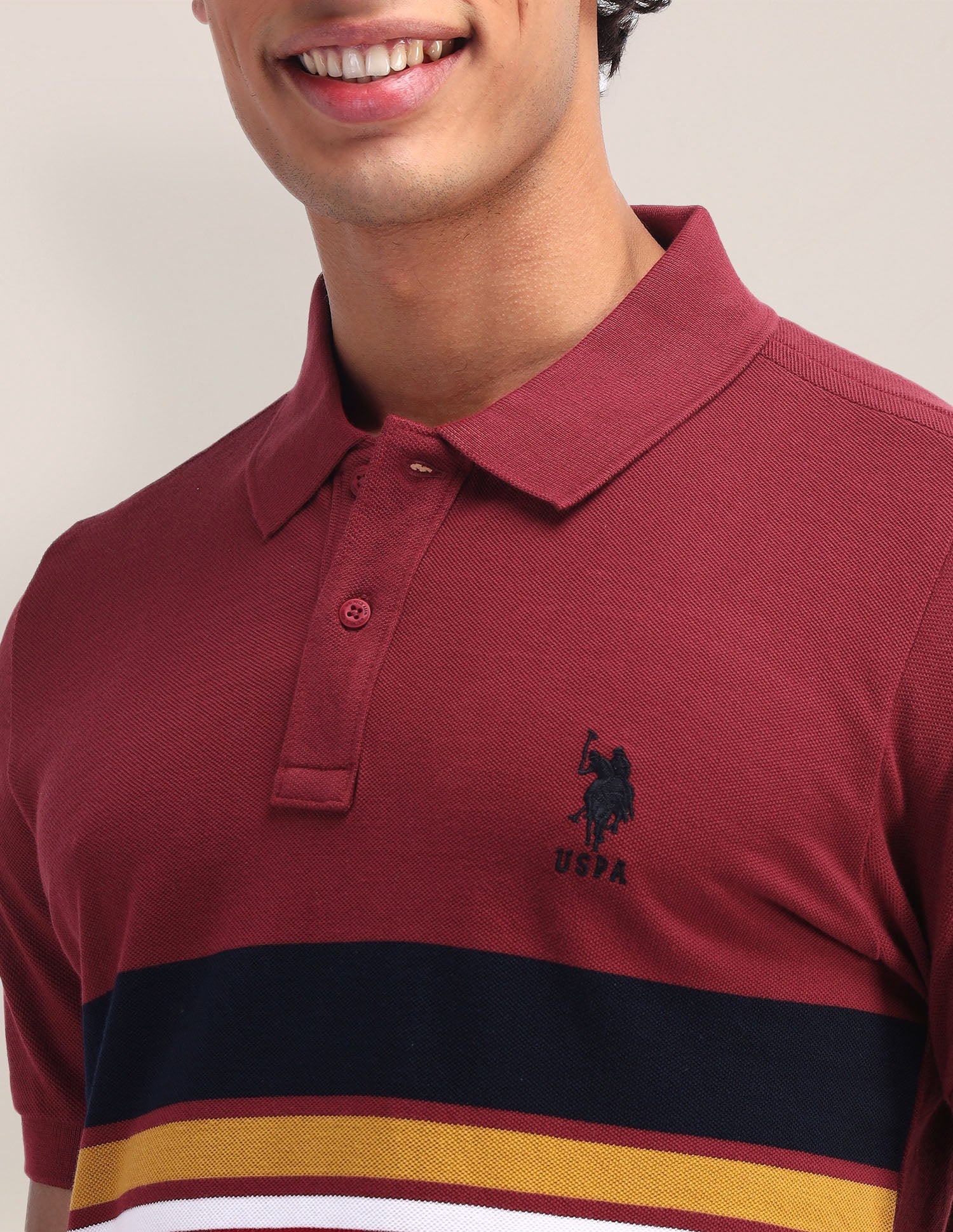 Horizontal Striped Slim Fit Polo Shirt Red - U.S. Polo Assn. India | Large