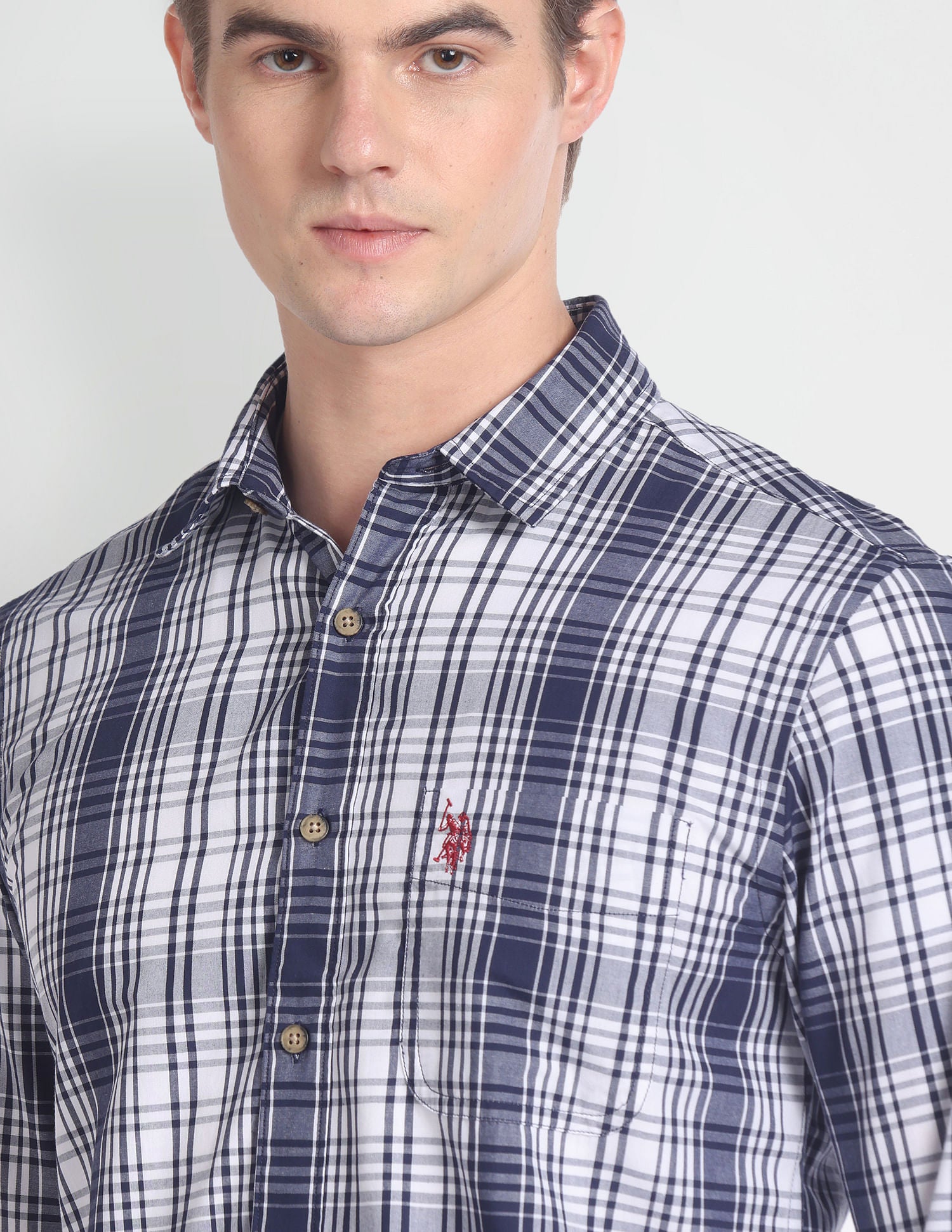 Tartan Check Oxford Shirt Navy - U.S. Polo Assn. India | Large