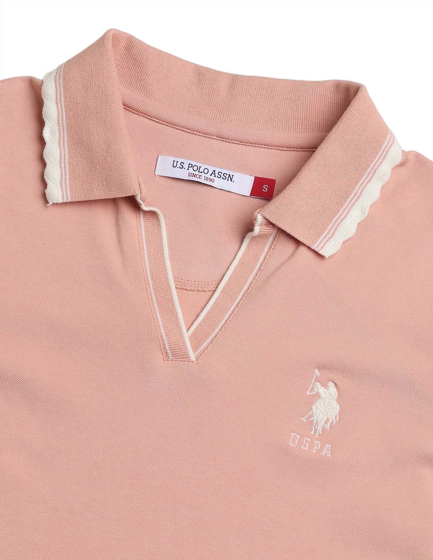 Regular Fit Solid Polo Shirt Pink - U.S. Polo Assn. India | Large