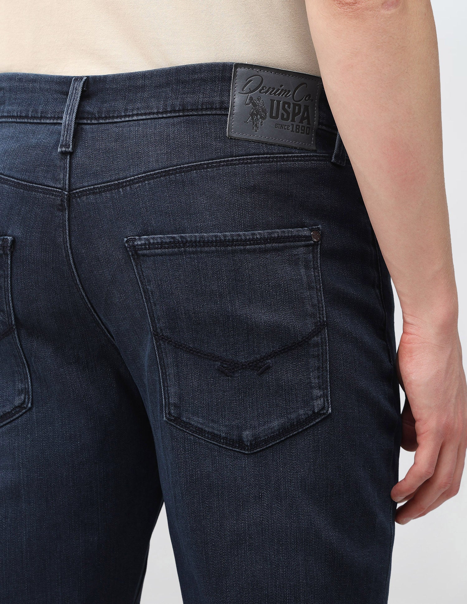 Harold Slim Straight Fit Blue Jeans Mid Blue - U.S. Polo Assn. India | Large