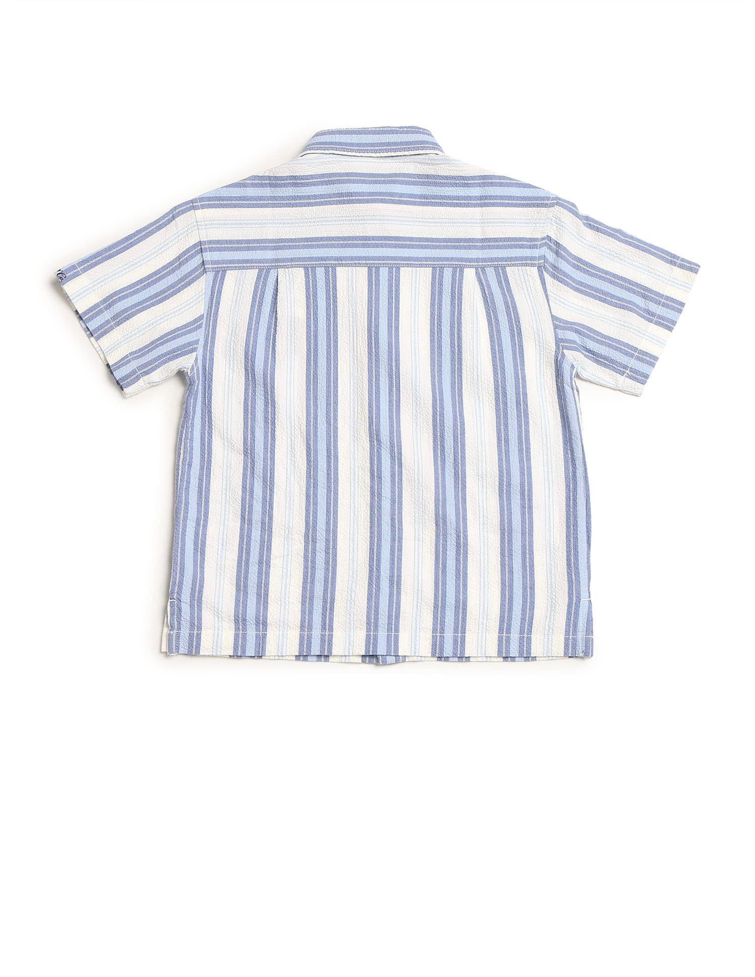 Boys Vertical Striped Seersucker Shirt Blue - U.S. Polo Assn. India | Large