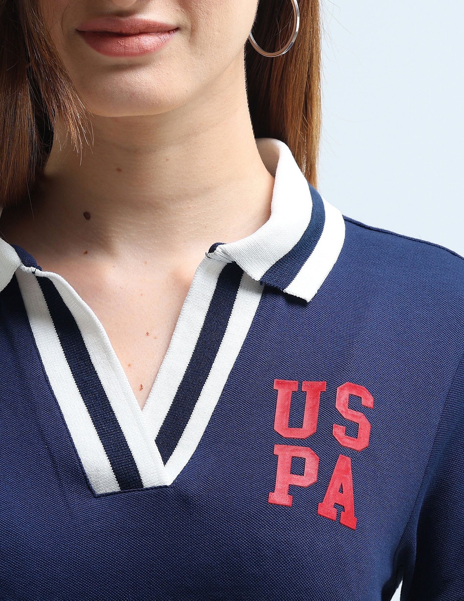 Broad Tipped Collar Solid Polo Shirt Navy - U.S. POLO ASSN. | Large