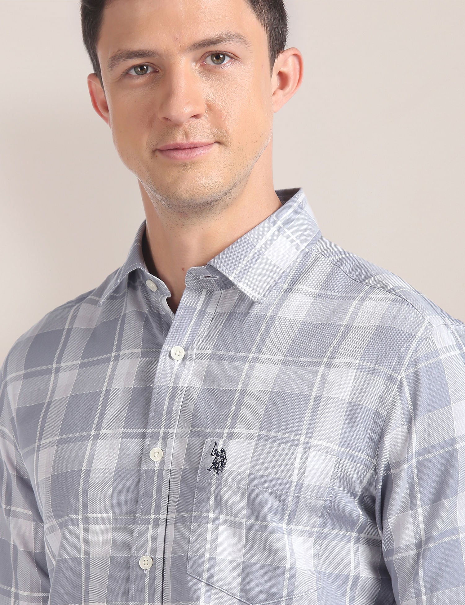 Tartan Check Dobby Shirt Grey - U.S. Polo Assn. India | Large