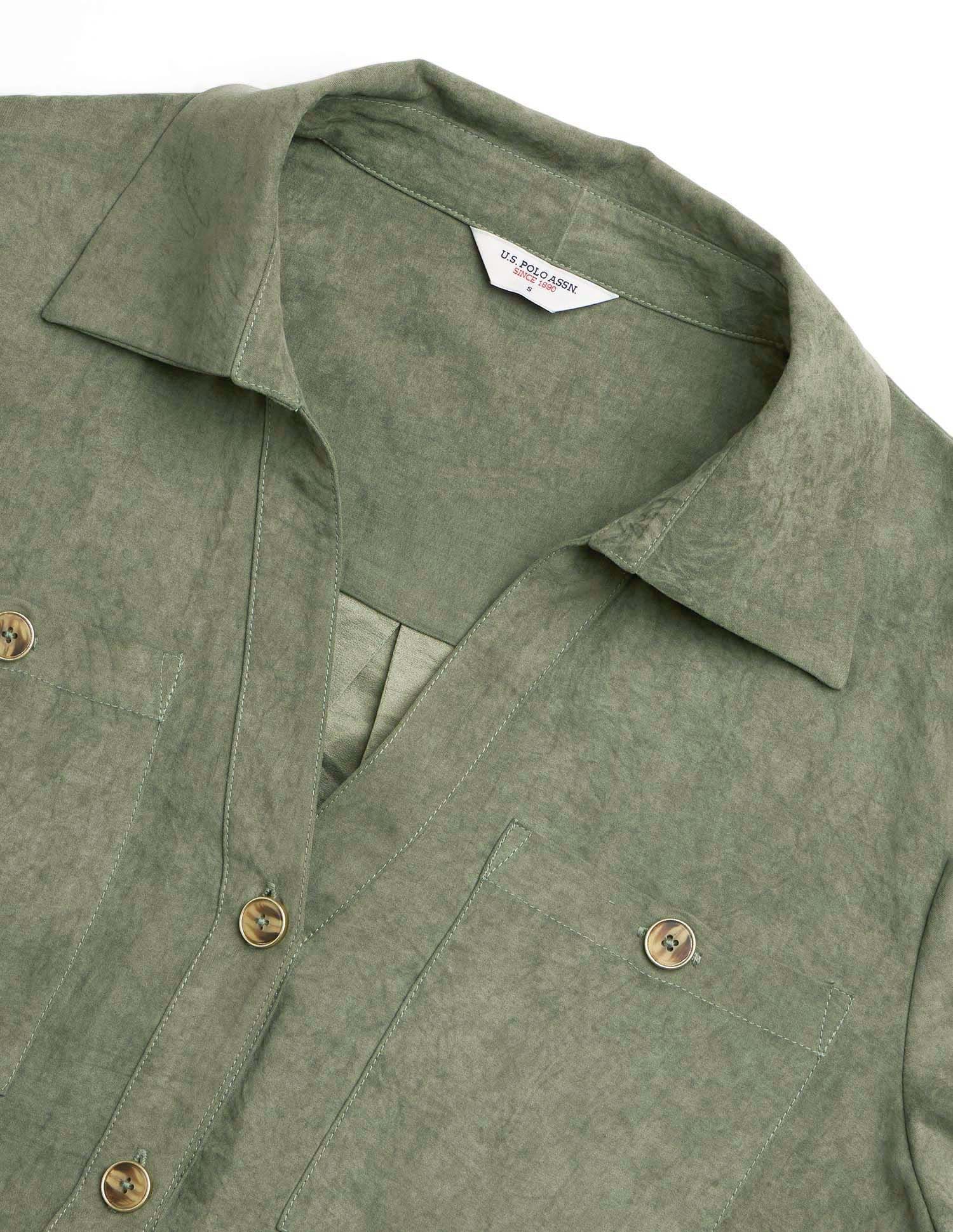 Solid Midi Shirt Dress Green - U.S. POLO ASSN. | Large