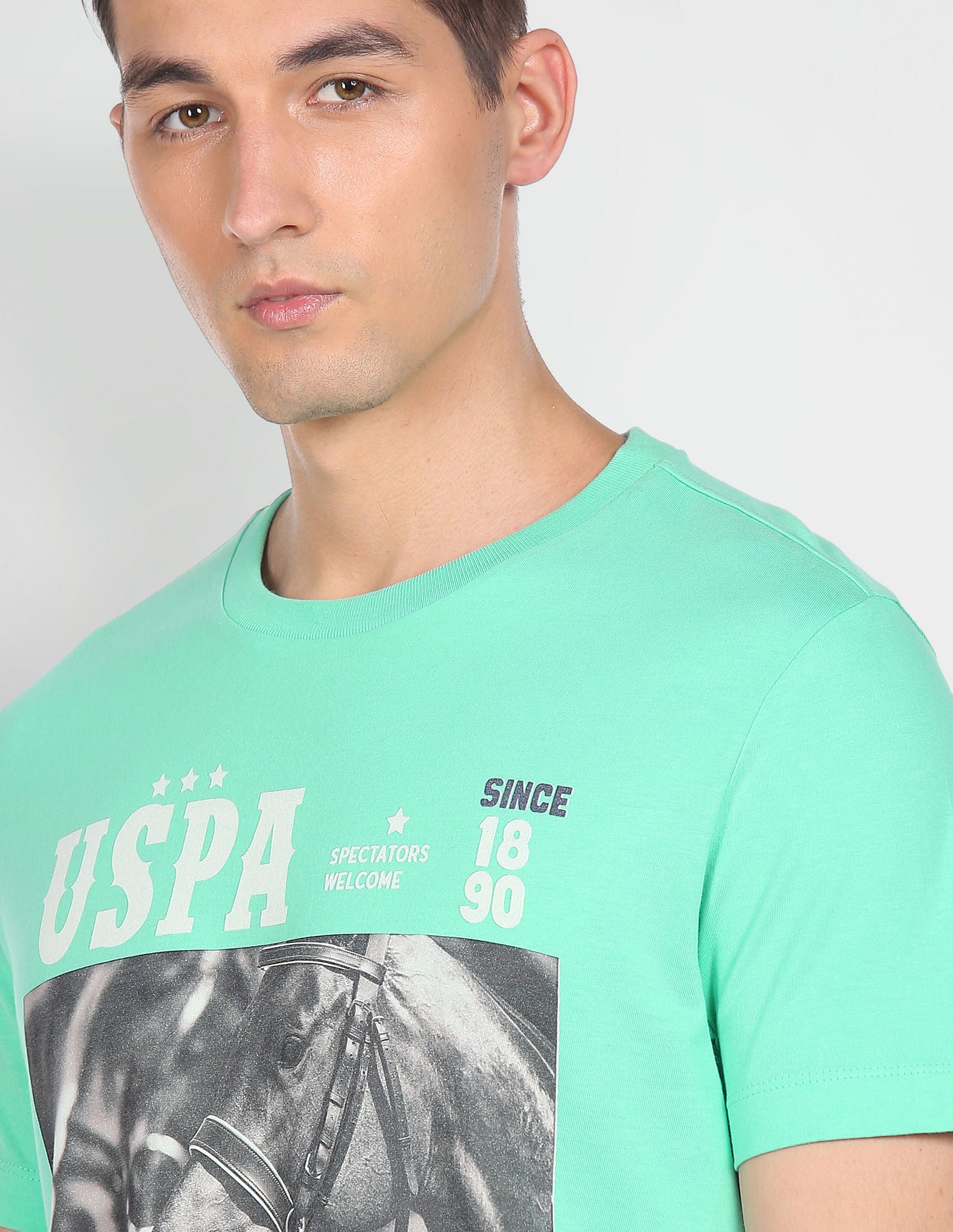 Crew Neck Graphic Print T-Shirt Aqua - U.S. POLO ASSN. | Large