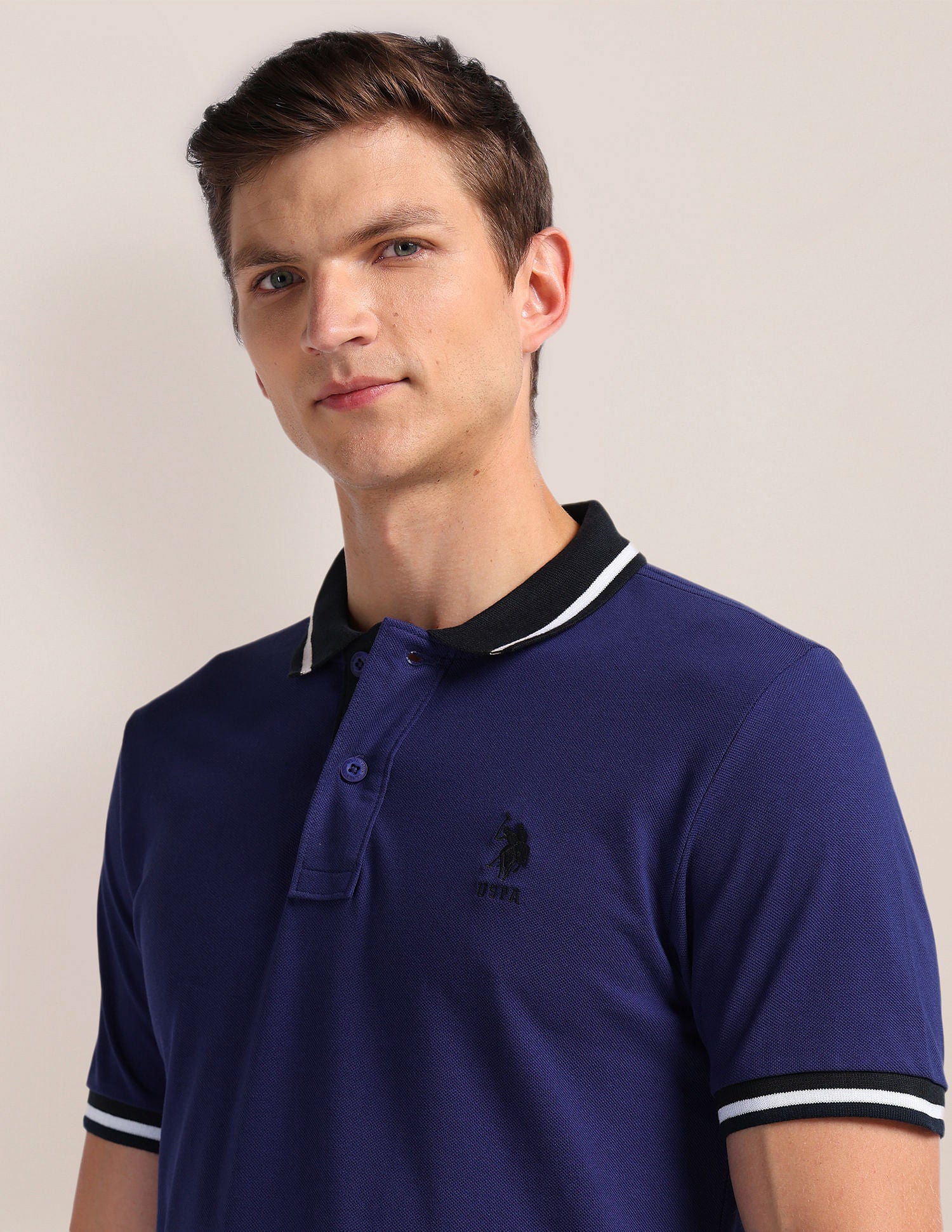 Pure Cotton Slim Fit Polo Shirt NAVY BLUE - U.S. Polo Assn. India | Large