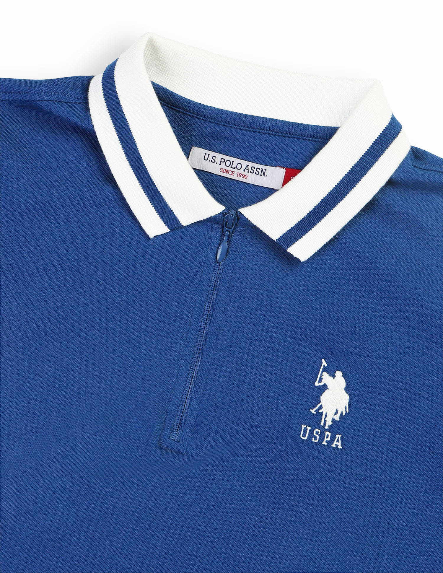 Regular Fit Solid Polo Shirt Blue - U.S. Polo Assn. India | Large