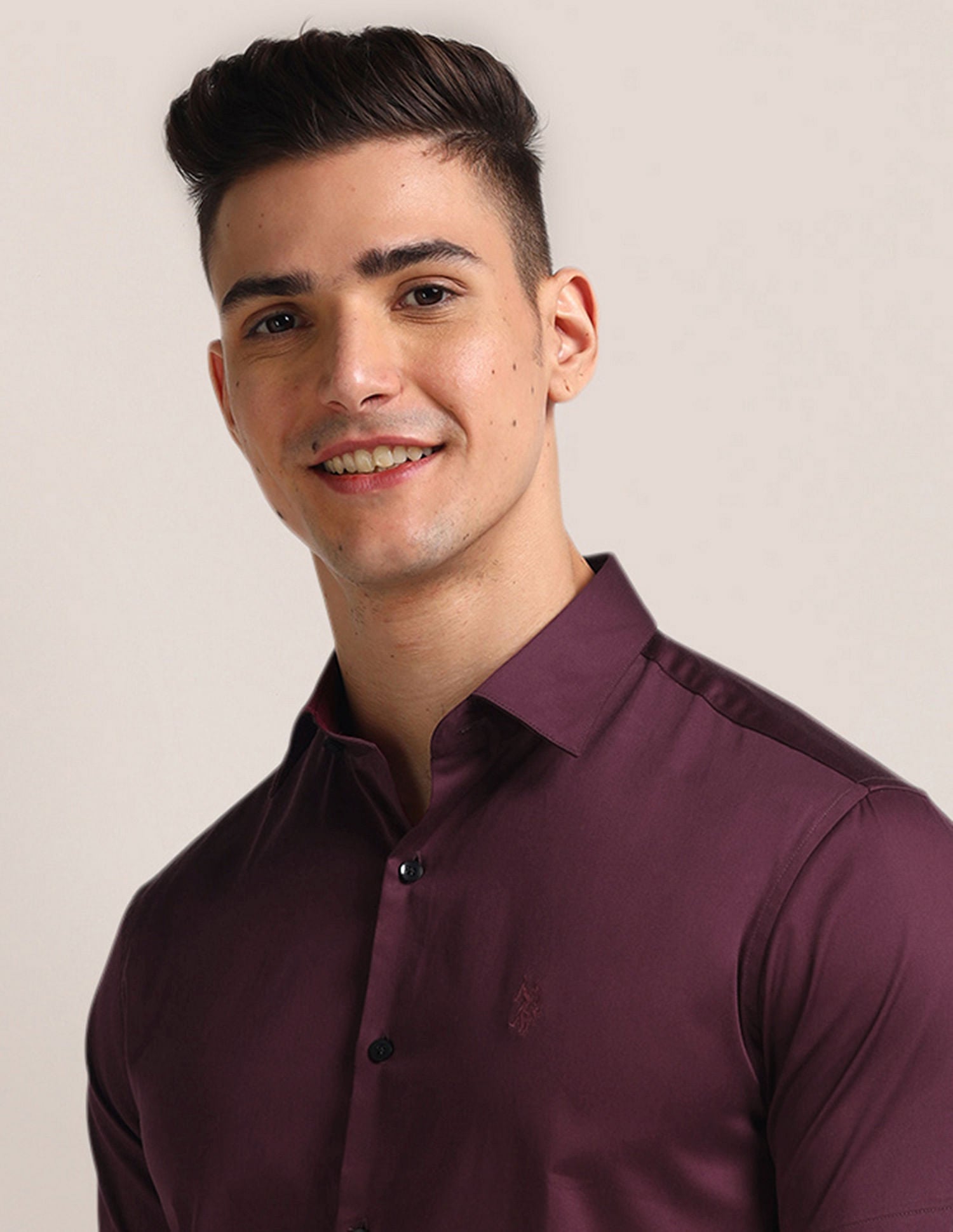 Tailored Regular Fit Solid Shirt Wine - U.S. POLO ASSN. | Large