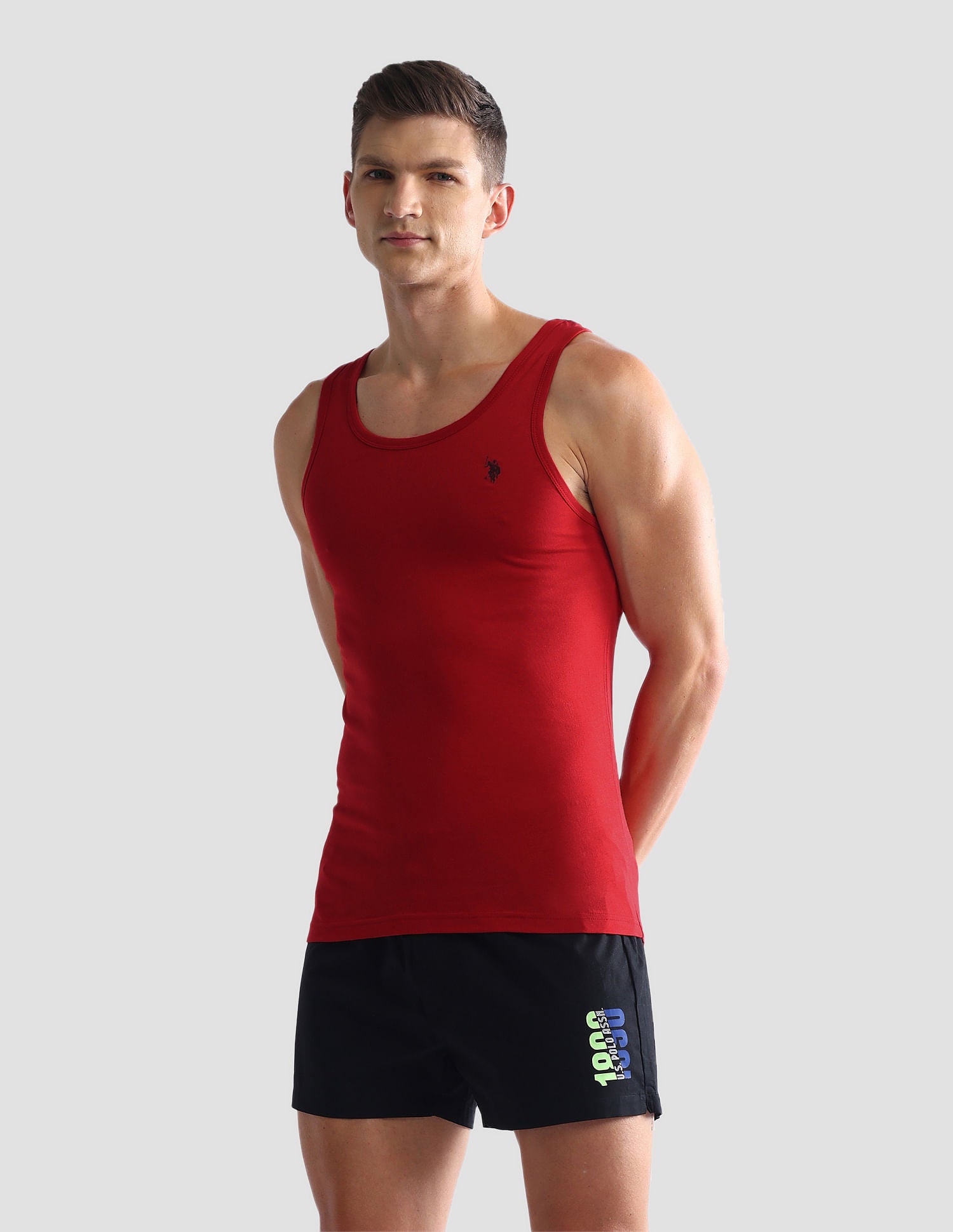 Solid Cotton OEV03 Vest - Pack Of 2 Red and White - U.S. POLO ASSN. | Large