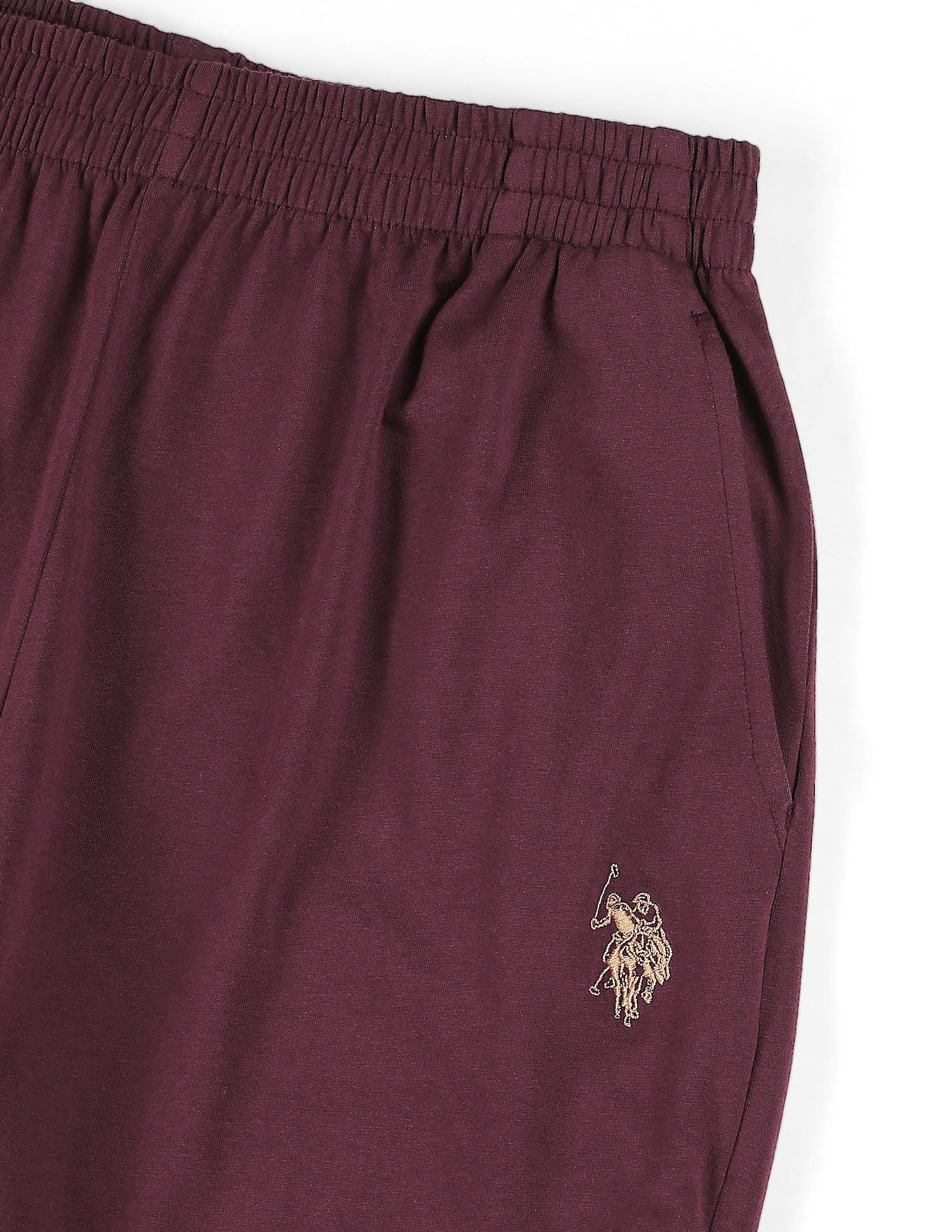 Wide Leg Fit Solid Trousers Red - U.S. POLO ASSN. | Large