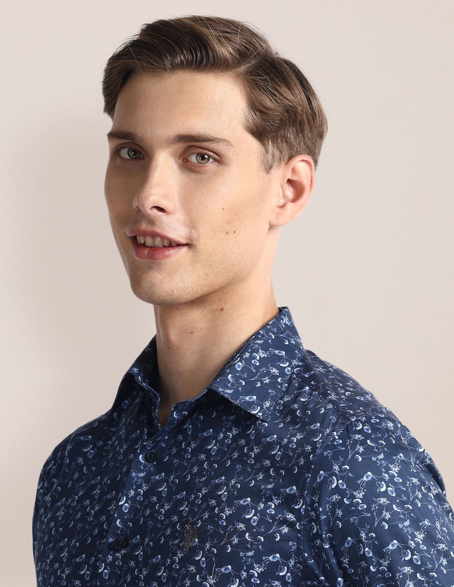 Floral Print Tailored Fit Shirt Navy - U.S. POLO ASSN. | Large