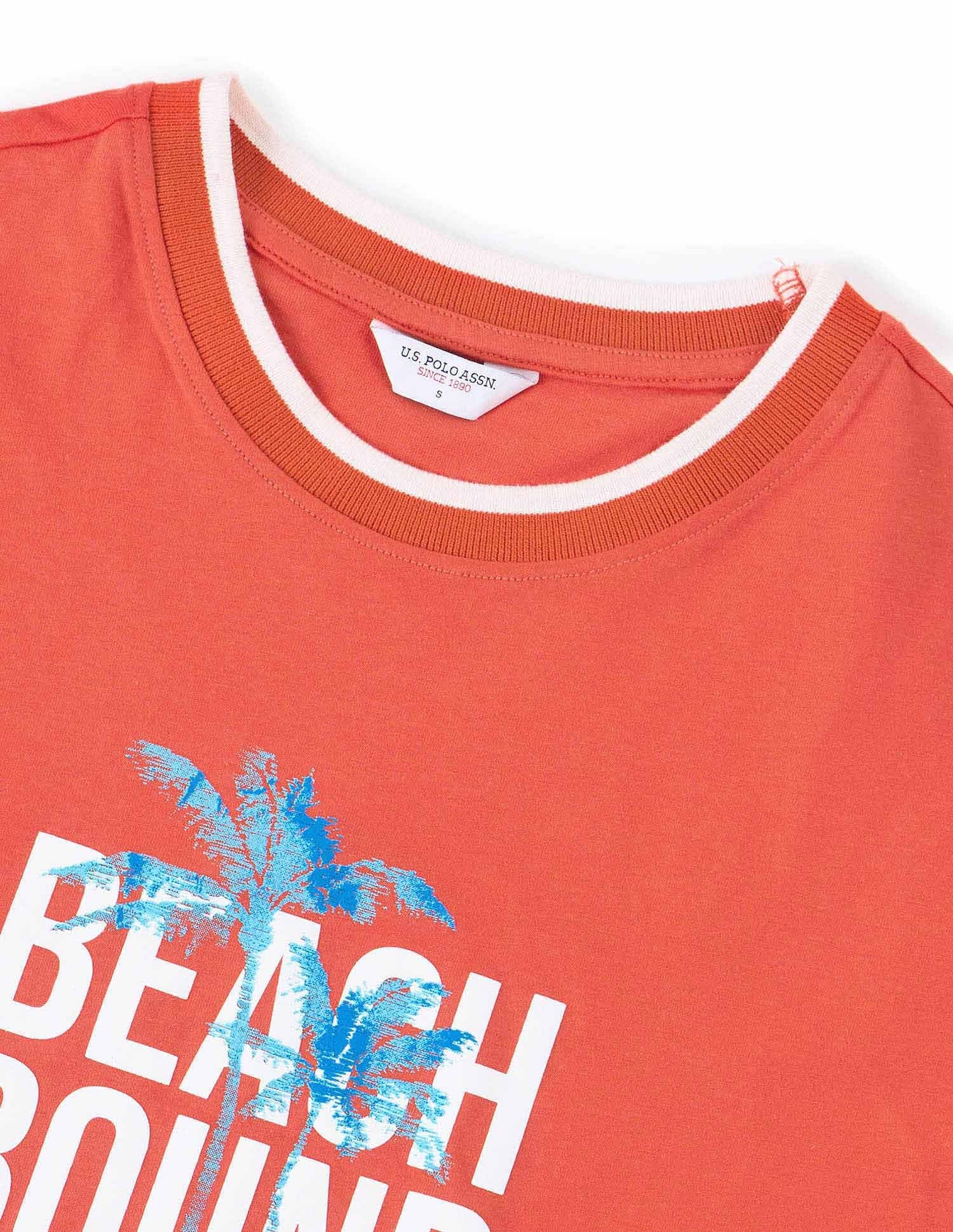 Boyfriend Fit Brand Printed T-Shirt Orange - U.S. Polo Assn. India | Large