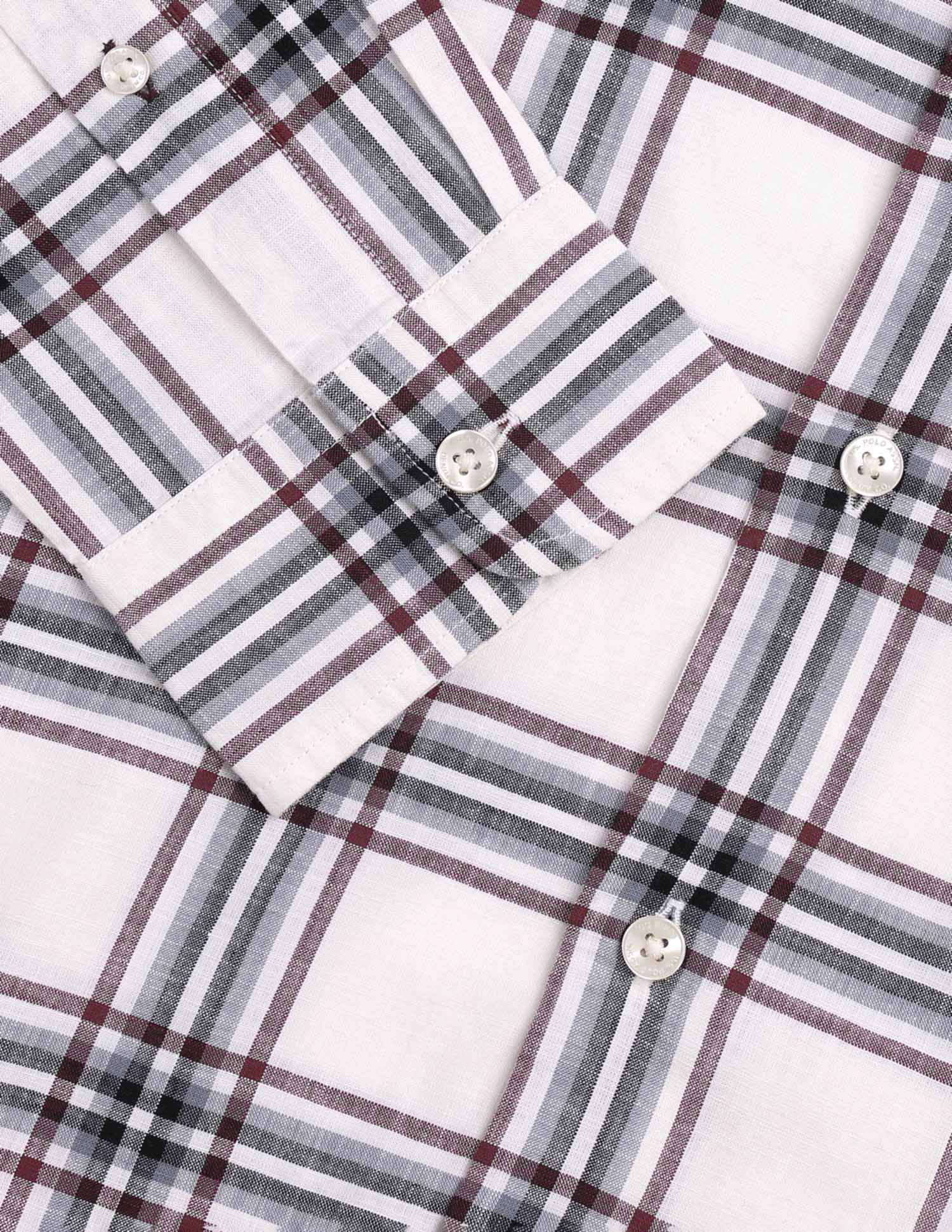 Grid Tattersall Checked Regular Fit Shirt Off White - U.S. POLO ASSN. | Large