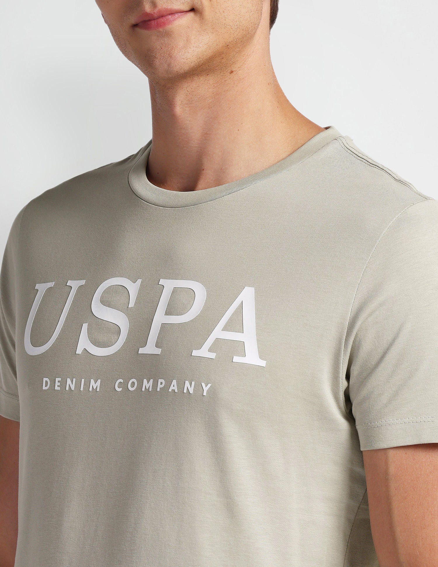 Brand Print Muscle Fit T-Shirt Taupe - U.S. POLO ASSN. | Large