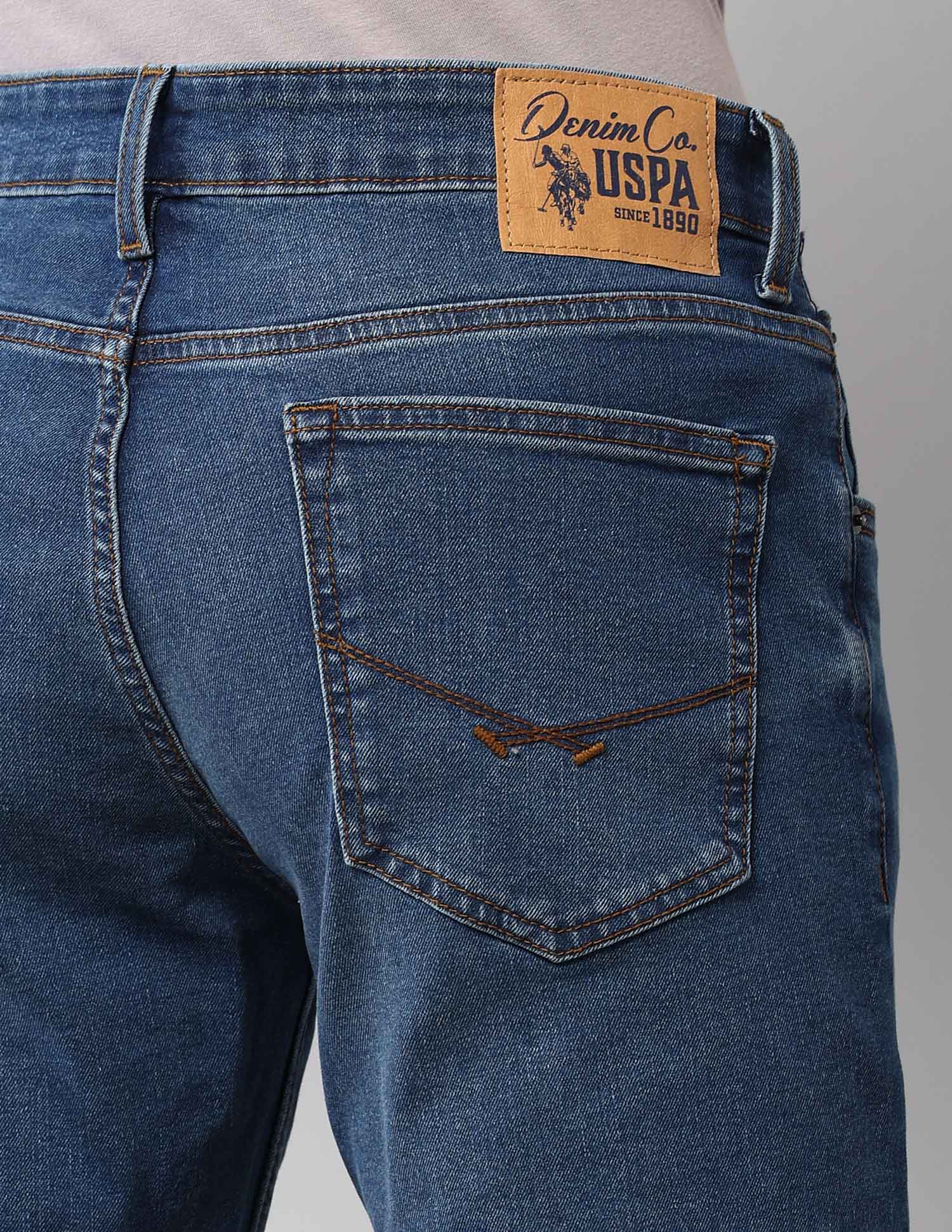 Regallo Skinny Fit Blue Vintage Jeans Medium Wash - U.S. Polo Assn. India | Large