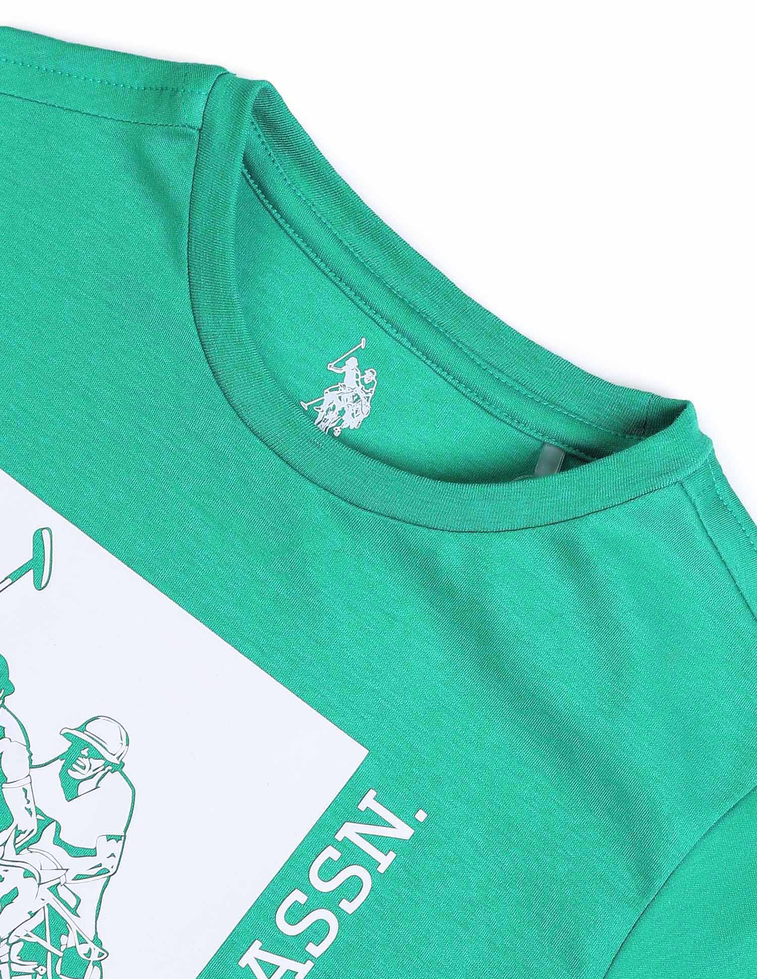 Boys Graphic Printed Regular Fit T-Shirt Dark Green - U.S. POLO ASSN. | Large