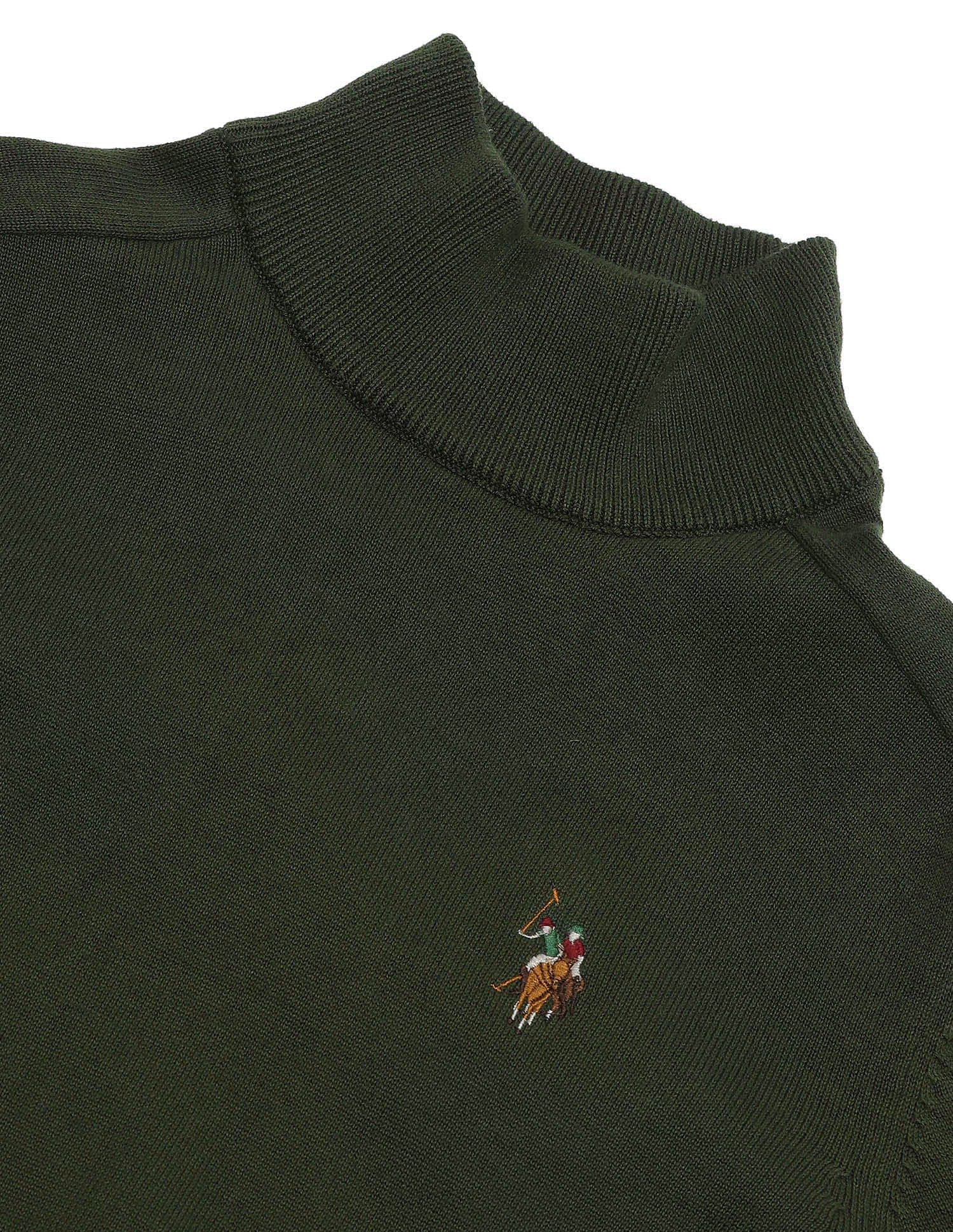 High Neck Solid Sweater Olive - U.S. Polo Assn. India | Large
