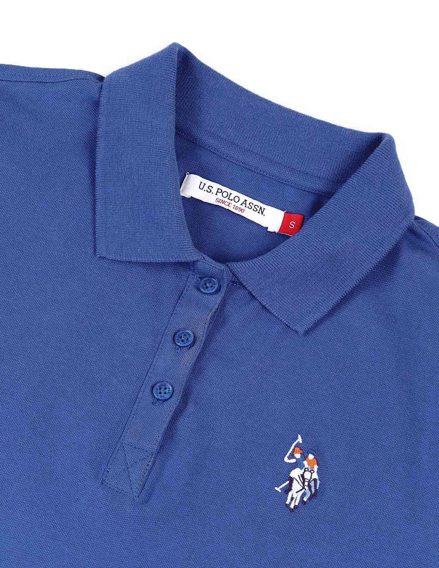 Regular Fit Solid Polo Shirt Blue - U.S. Polo Assn. India | Large