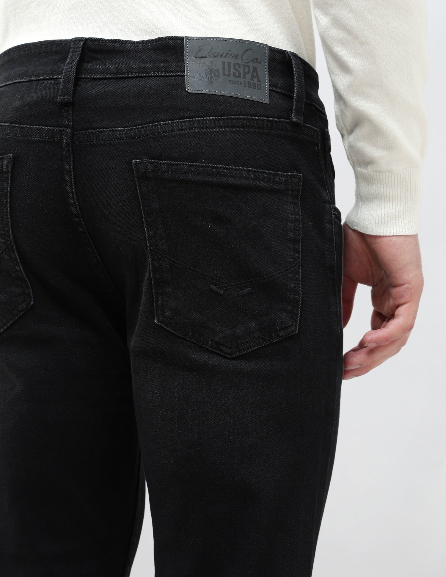 Brandon Slim Tapered Fit Whiskered Jeans Black - U.S. POLO ASSN. | Large