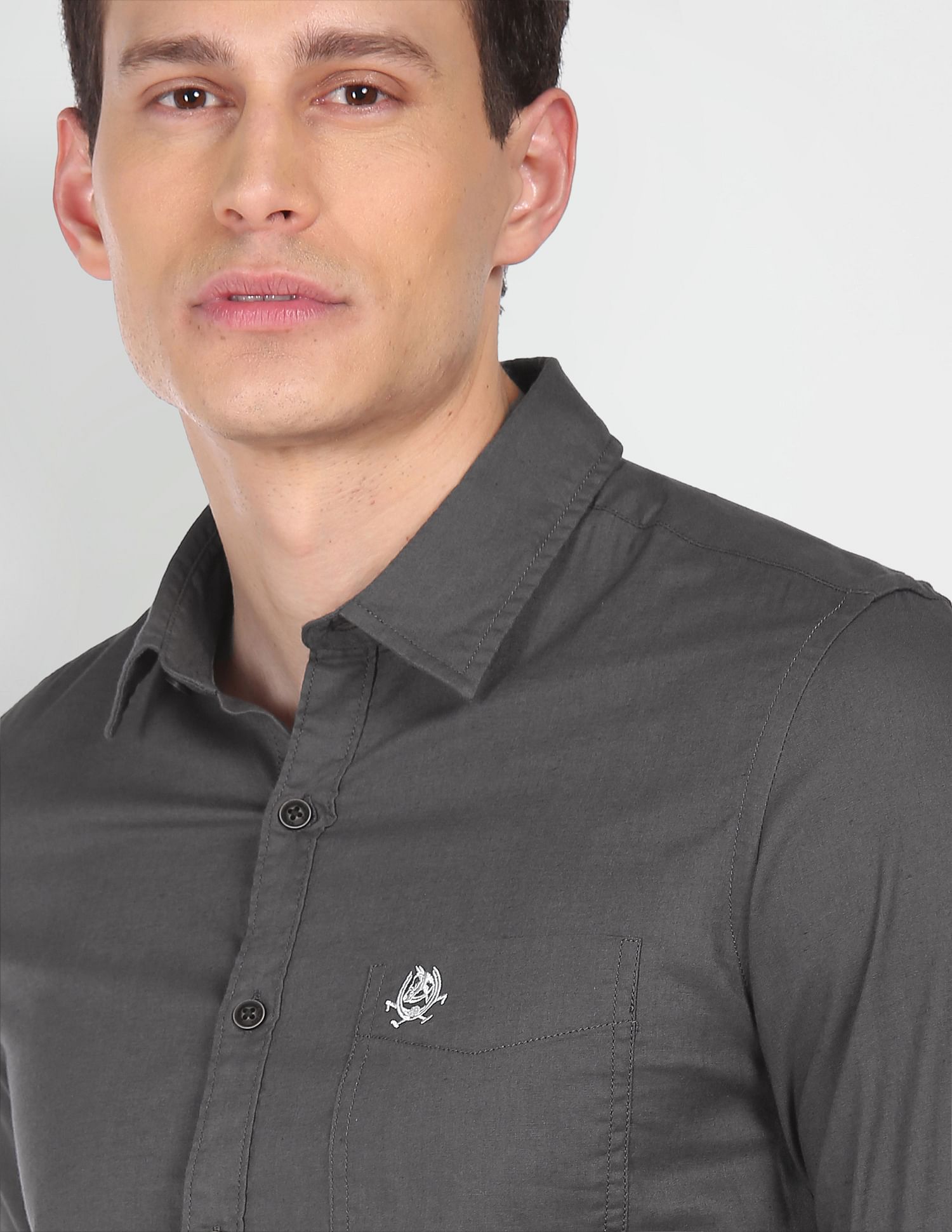 Pure Cotton Solid Casual Shirt Grey - U.S. POLO ASSN. | Large