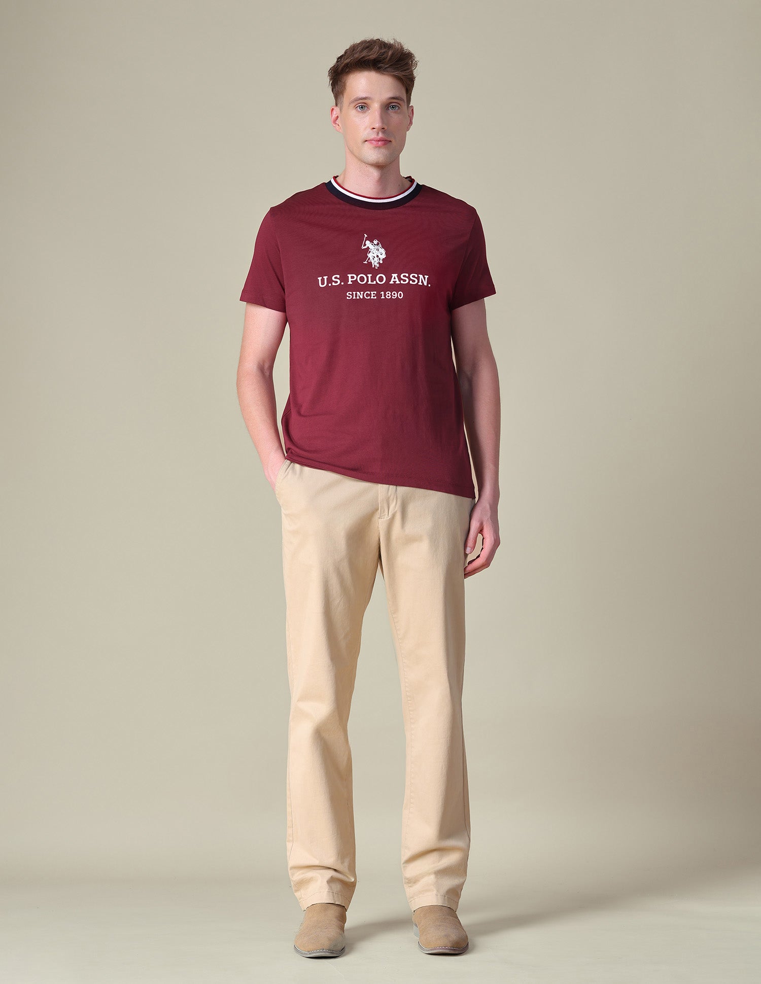 Brand Printed Slim Fit T-Shirt Maroon - U.S. POLO ASSN. | Large