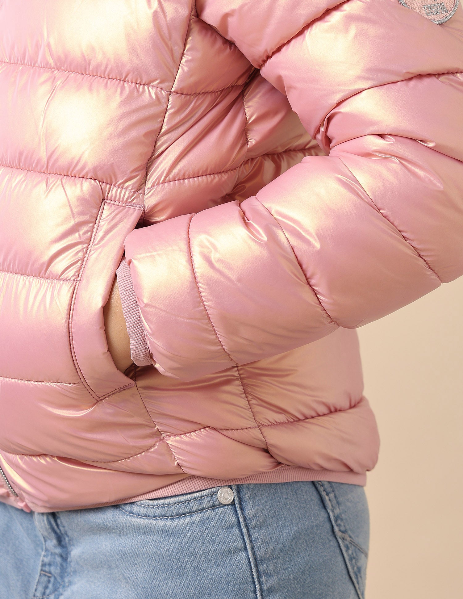 Girls Nylon Puffer Jacket Light Pink - U.S. POLO ASSN. | Large