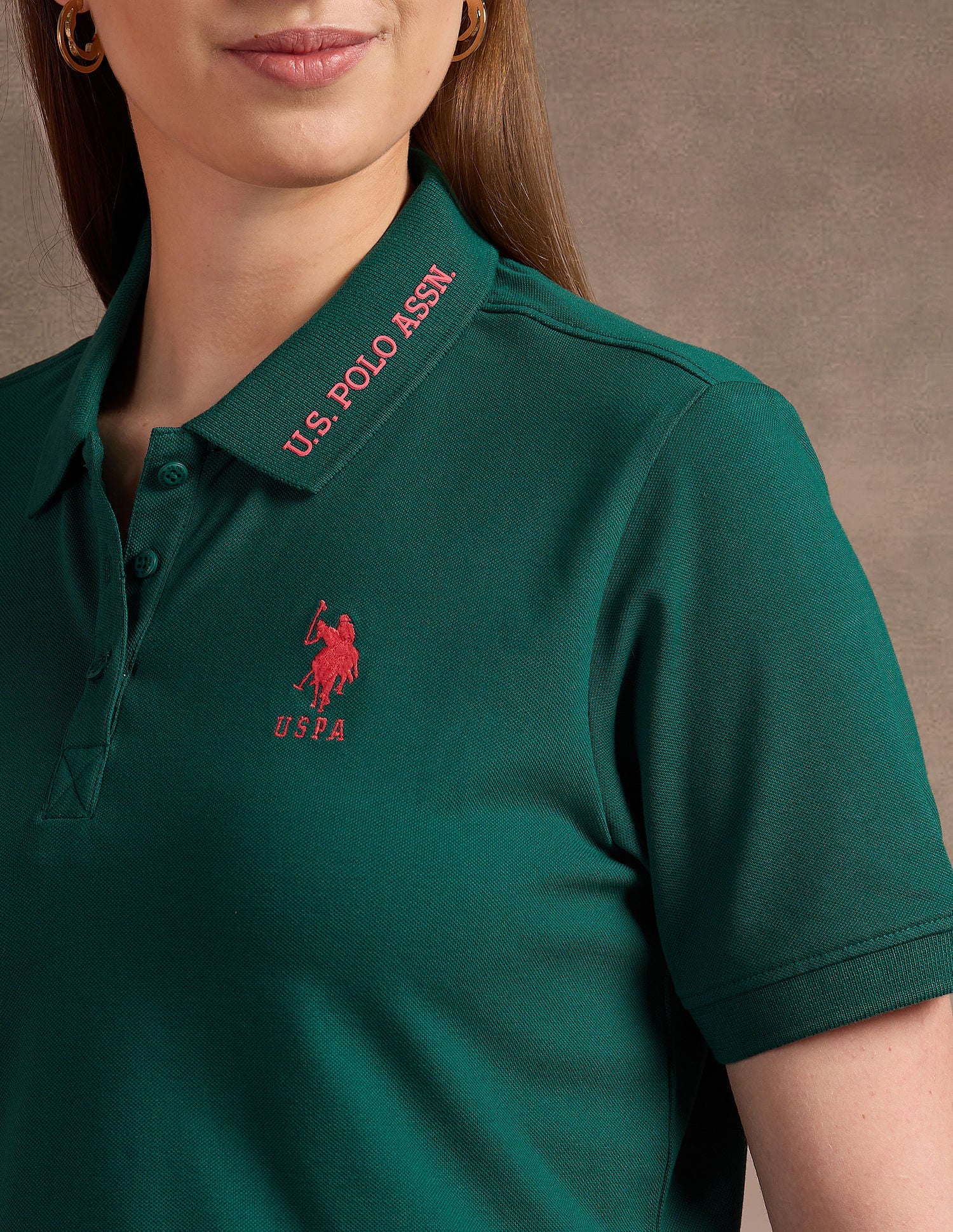 Tipped Collar Relaxed Polo Shirt Dark Green - U.S. Polo Assn. India | Large
