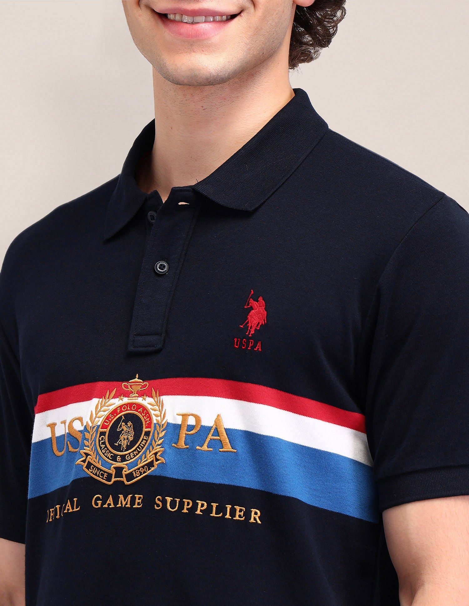 Printed Slim Fit Polo Shirt Blue - U.S. POLO ASSN. | Large