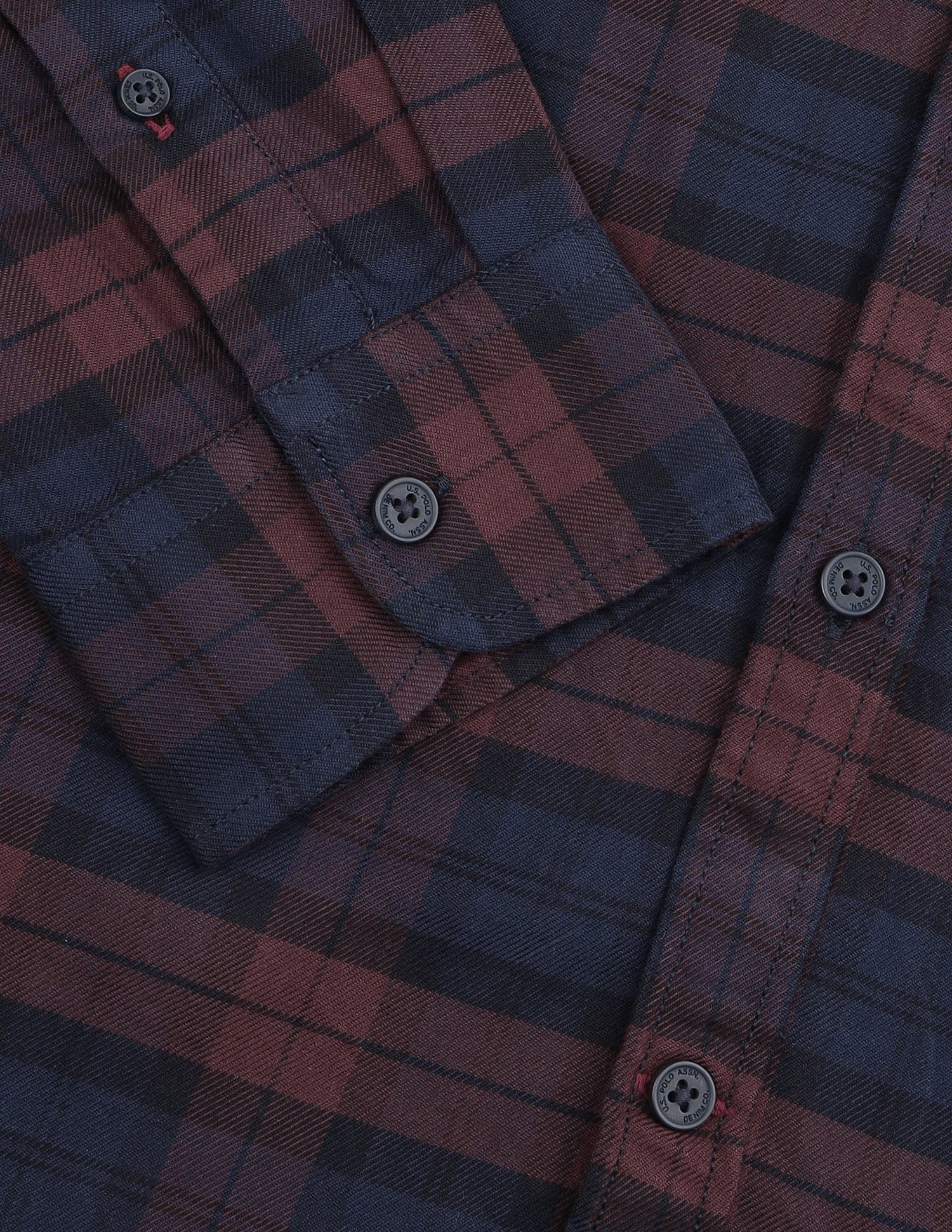 Grid Tattersall Checked Twill Shirt Maroon - U.S. Polo Assn. India | Large