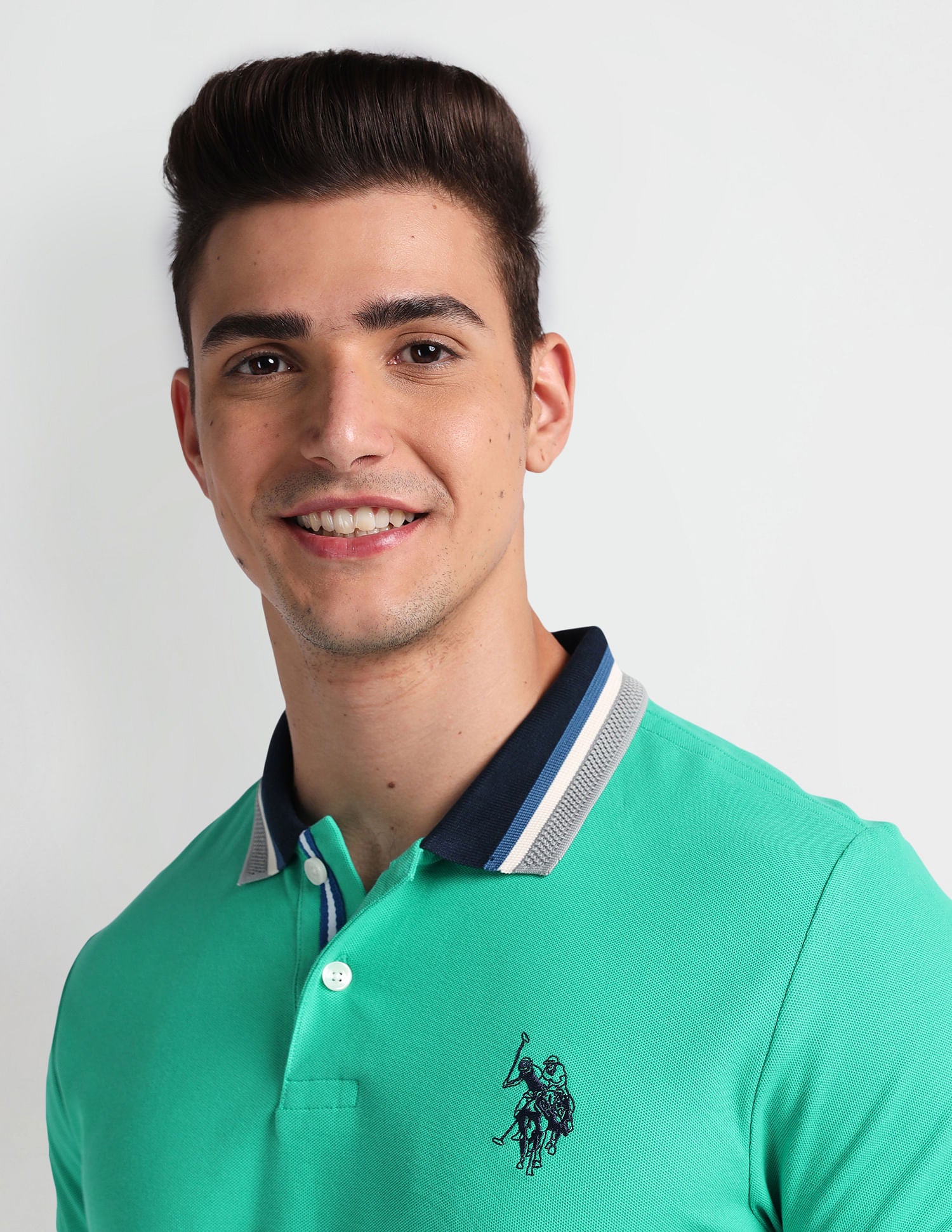 Muscle Fit Solid Polo Shirt Green - U.S. Polo Assn. India | Large