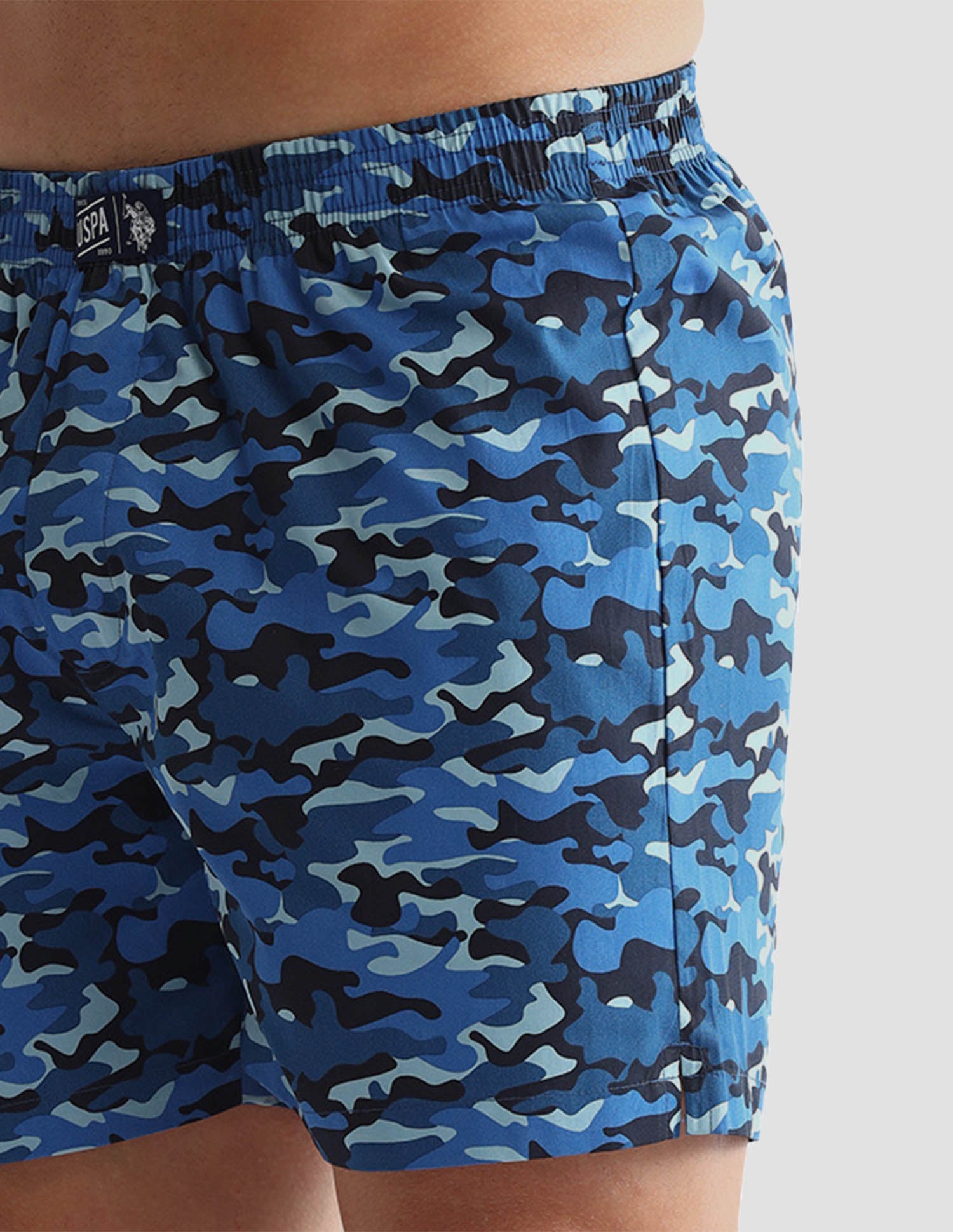 Camouflage Printed Cotton OEX10 Boxers - Pack Of 2 Navy Camo and Navy - U.S. POLO ASSN. | Large