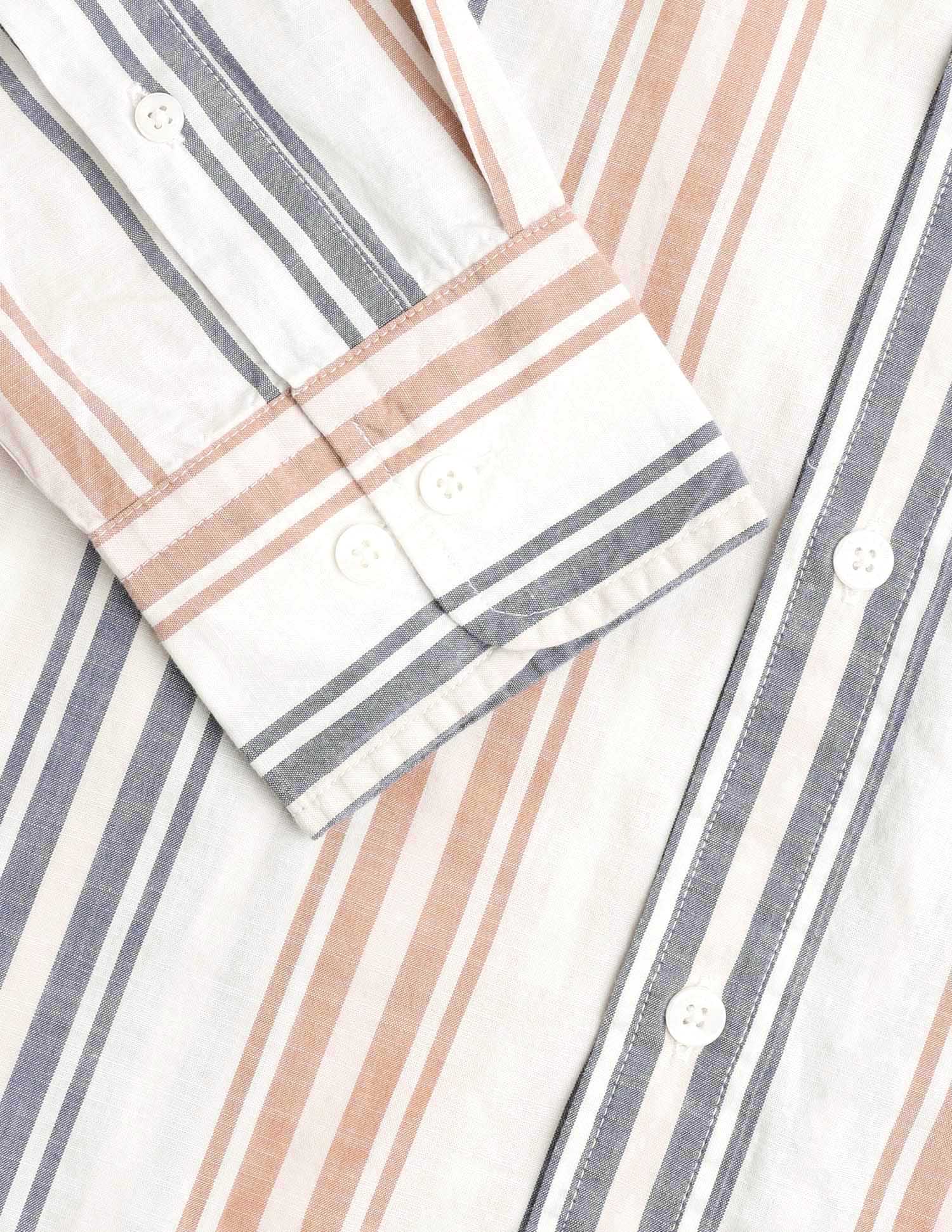 Vertical Striped Pure Cotton Shirt Navy - U.S. Polo Assn. India | Large