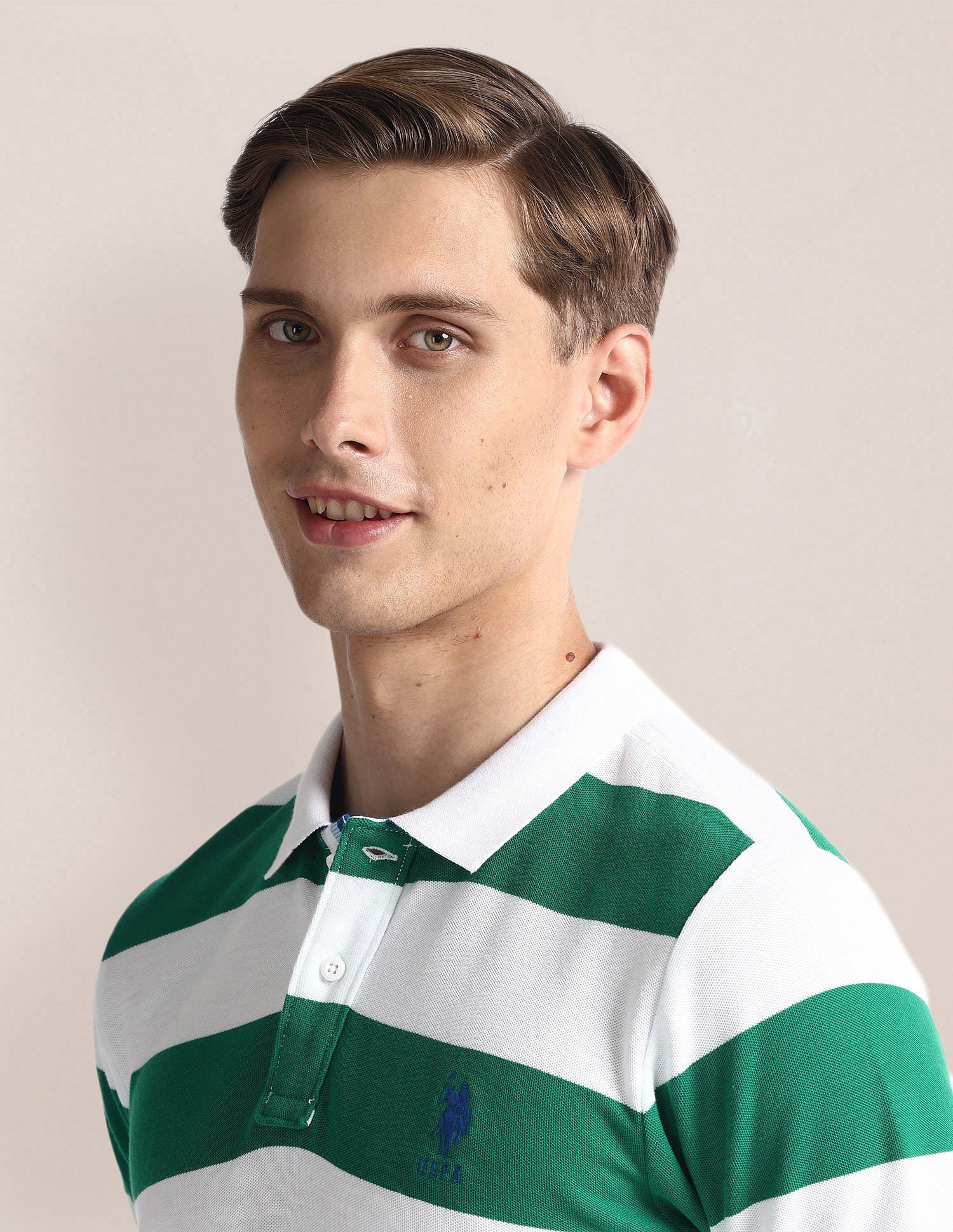 Horizontal Stripe Slim Fit Polo Shirt Green - U.S. Polo Assn. India | Large