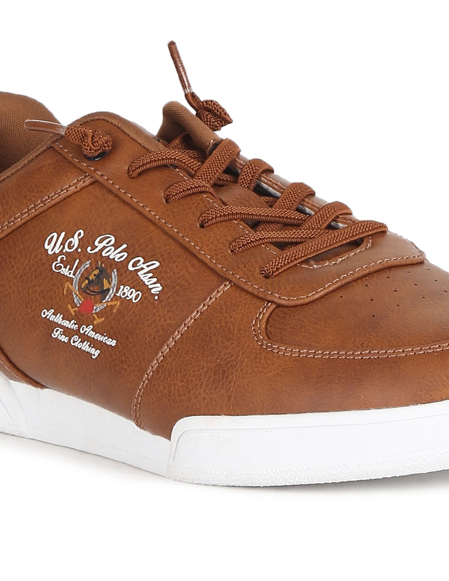 Round Toe Textured Liguory Sneakers Tan - U.S. POLO ASSN. | Large