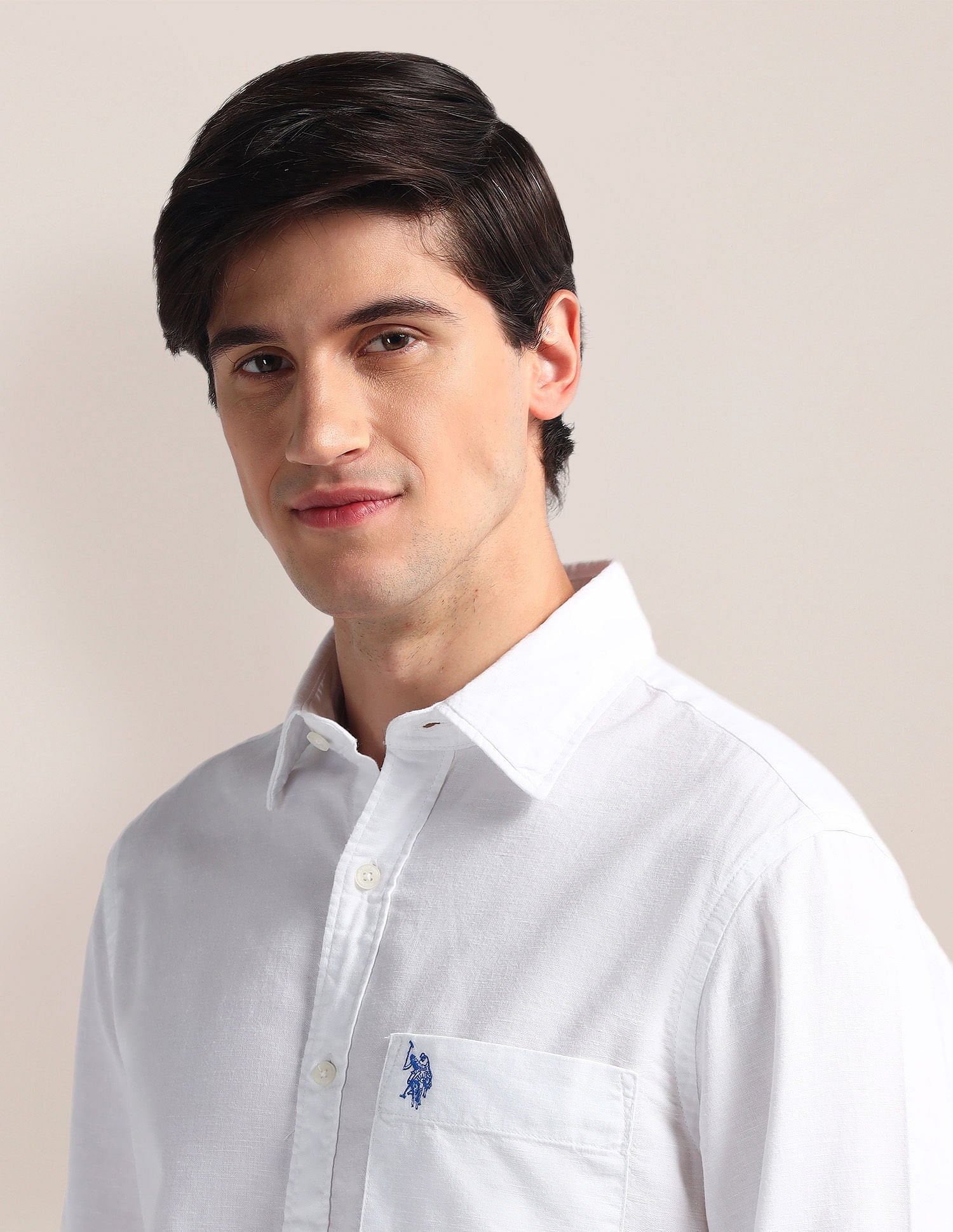 Tailored Fit Solid Shirt White - U.S. Polo Assn. India | Large