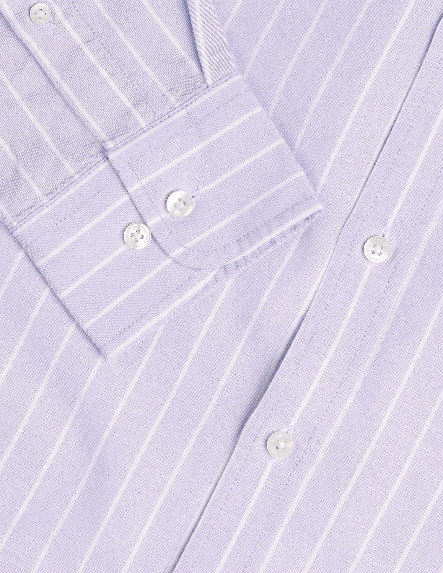 Vertical Striped Oxford Button-Down Shirt Light Lavender - U.S. Polo Assn. India | Large