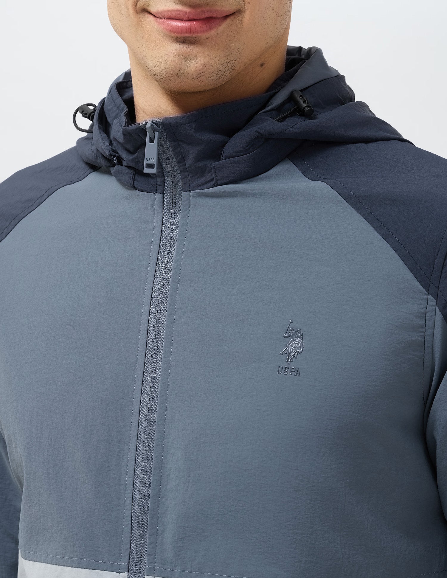Colour Blocked Detachable Hood Jacket Grey - U.S. POLO ASSN. | Large