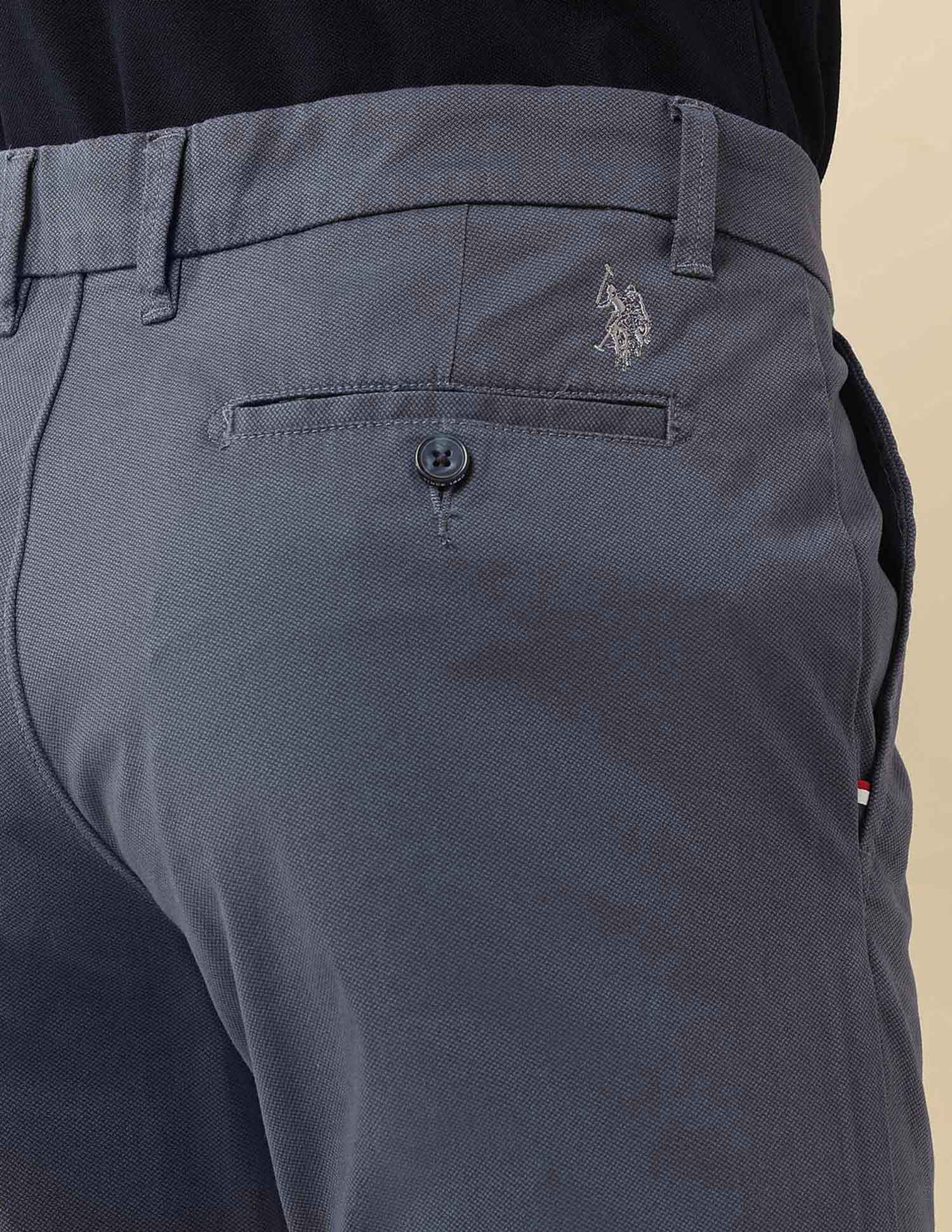Denver Slim Fit Twill Trousers Blue - U.S. Polo Assn. India | Large
