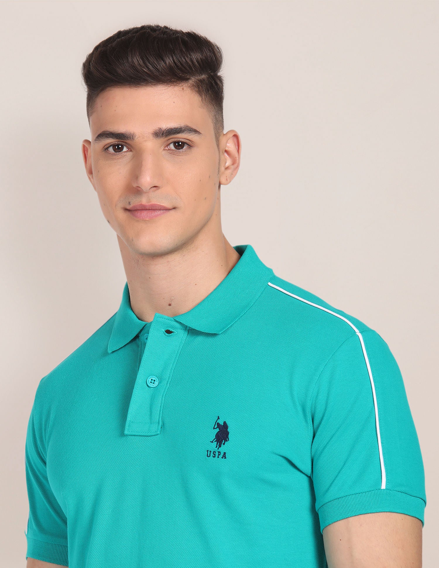Slim Fit Cotton Polo Shirt Teal - U.S. POLO ASSN. | Large