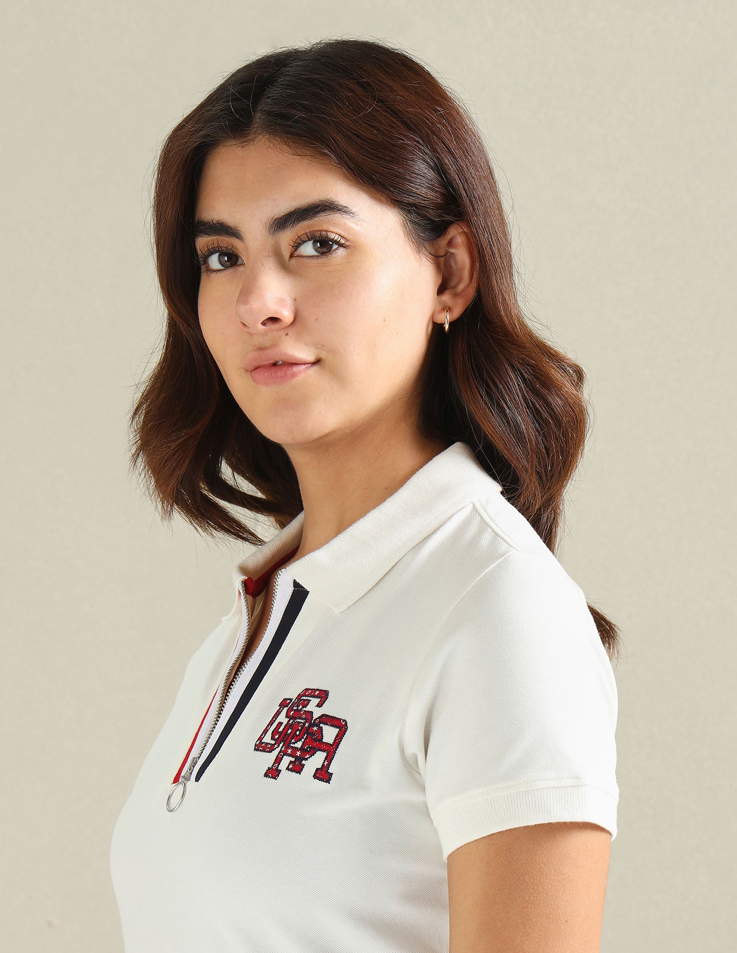 Striped Placket Pique Polo Shirt Off-White - U.S. POLO ASSN. | Large