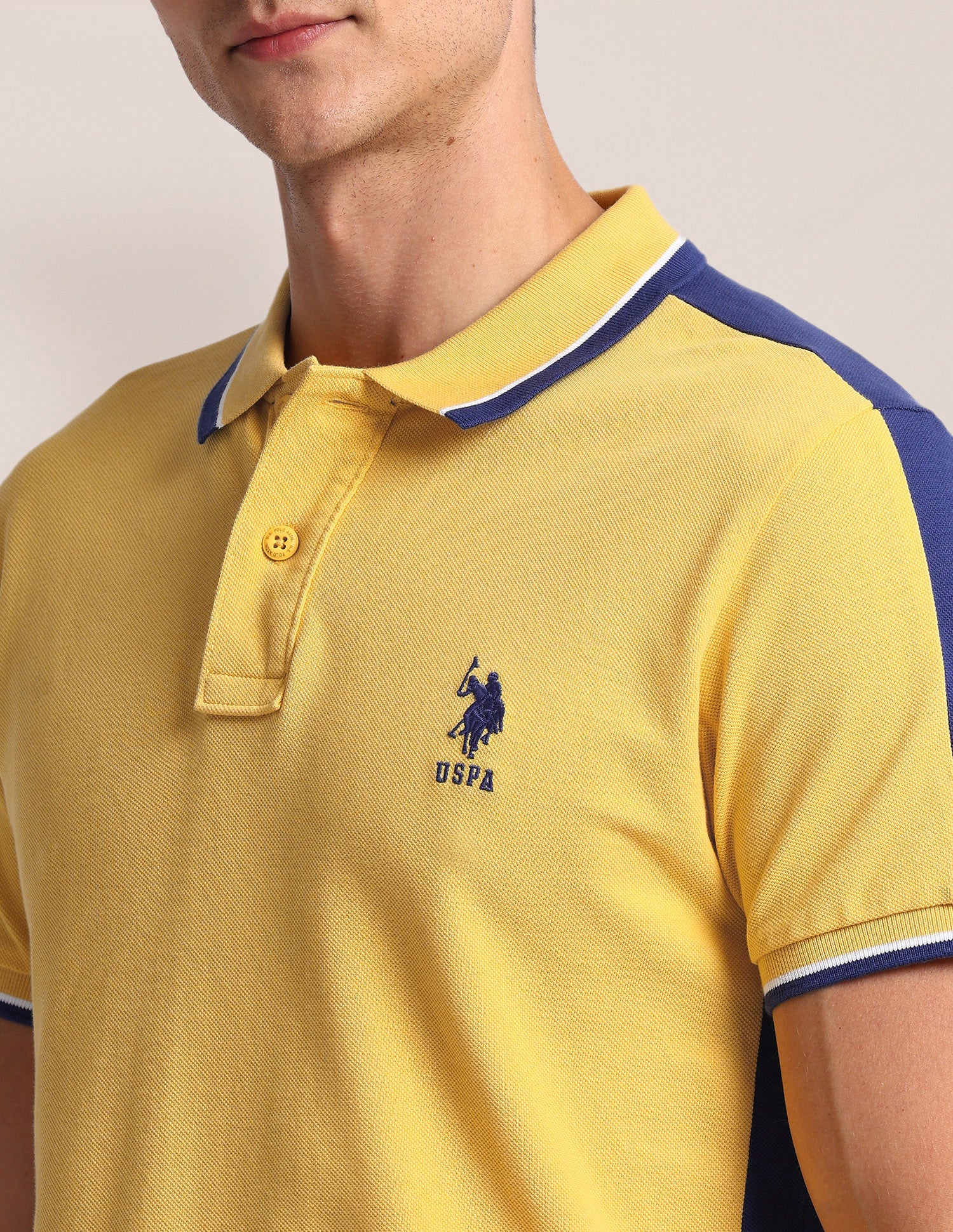 Colour Blocked Slim Fit Polo Shirt Yellow - U.S. POLO ASSN. | Large