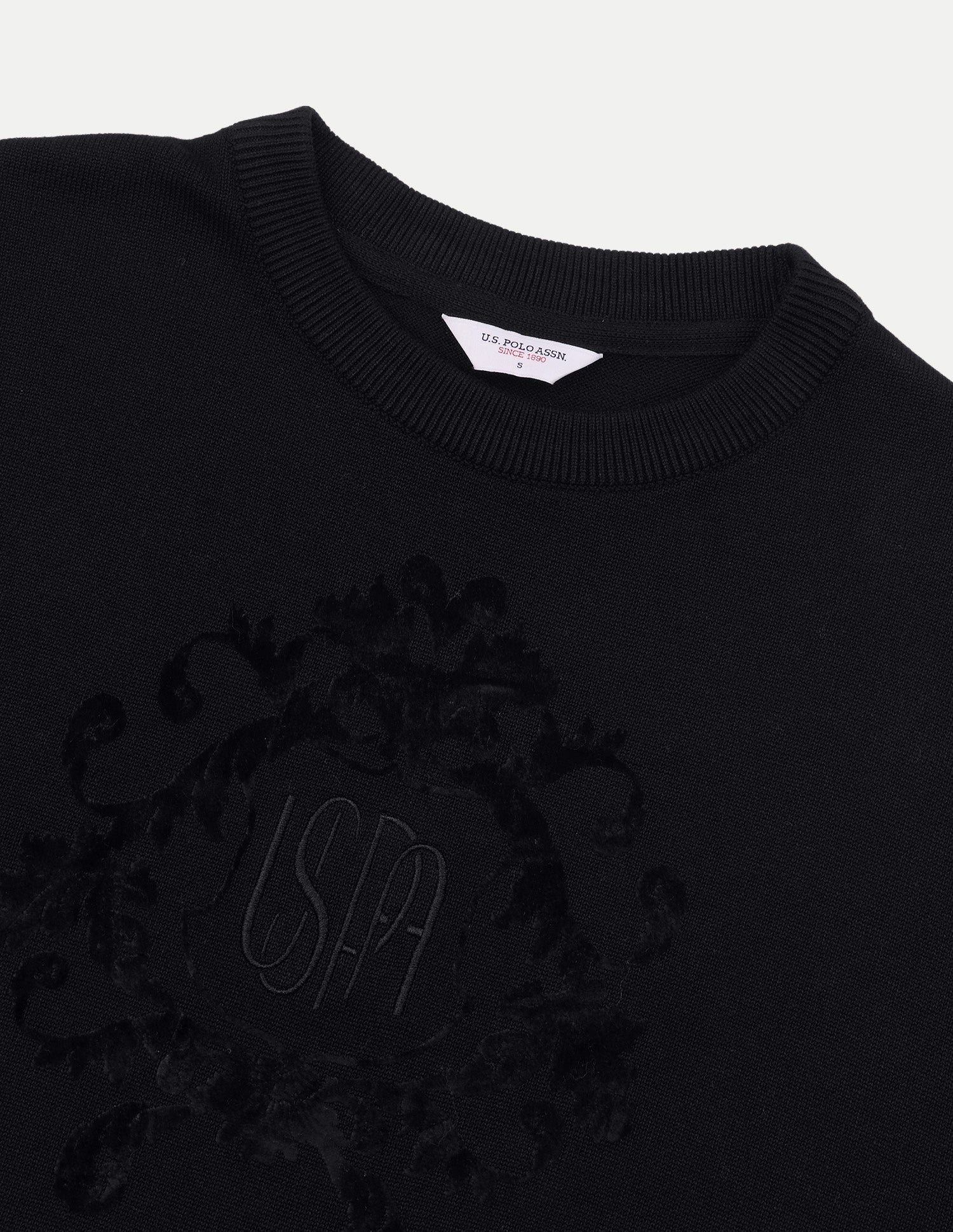 Brand Embroidered Regular Fit Sweater Black - U.S. Polo Assn. India | Large