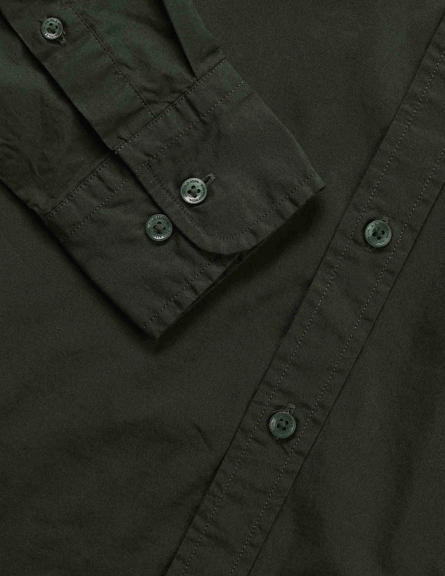 Solid Tailored Fit Regular Shirt Green - U.S. Polo Assn. India | Large