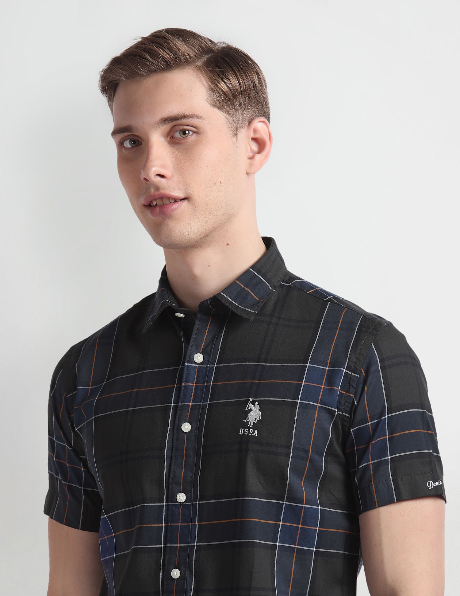 Tartan Check Cotton Shirt Navy - U.S. Polo Assn. India | Large