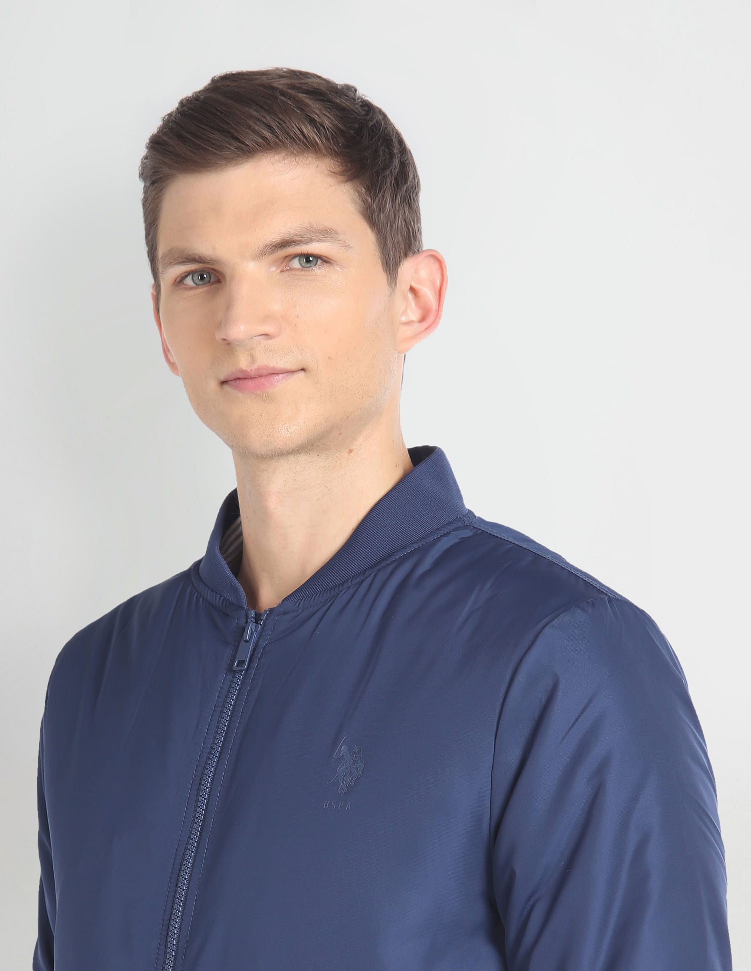 High Neck Long Sleeve Bomber Jacket Blue - U.S. POLO ASSN. | Large