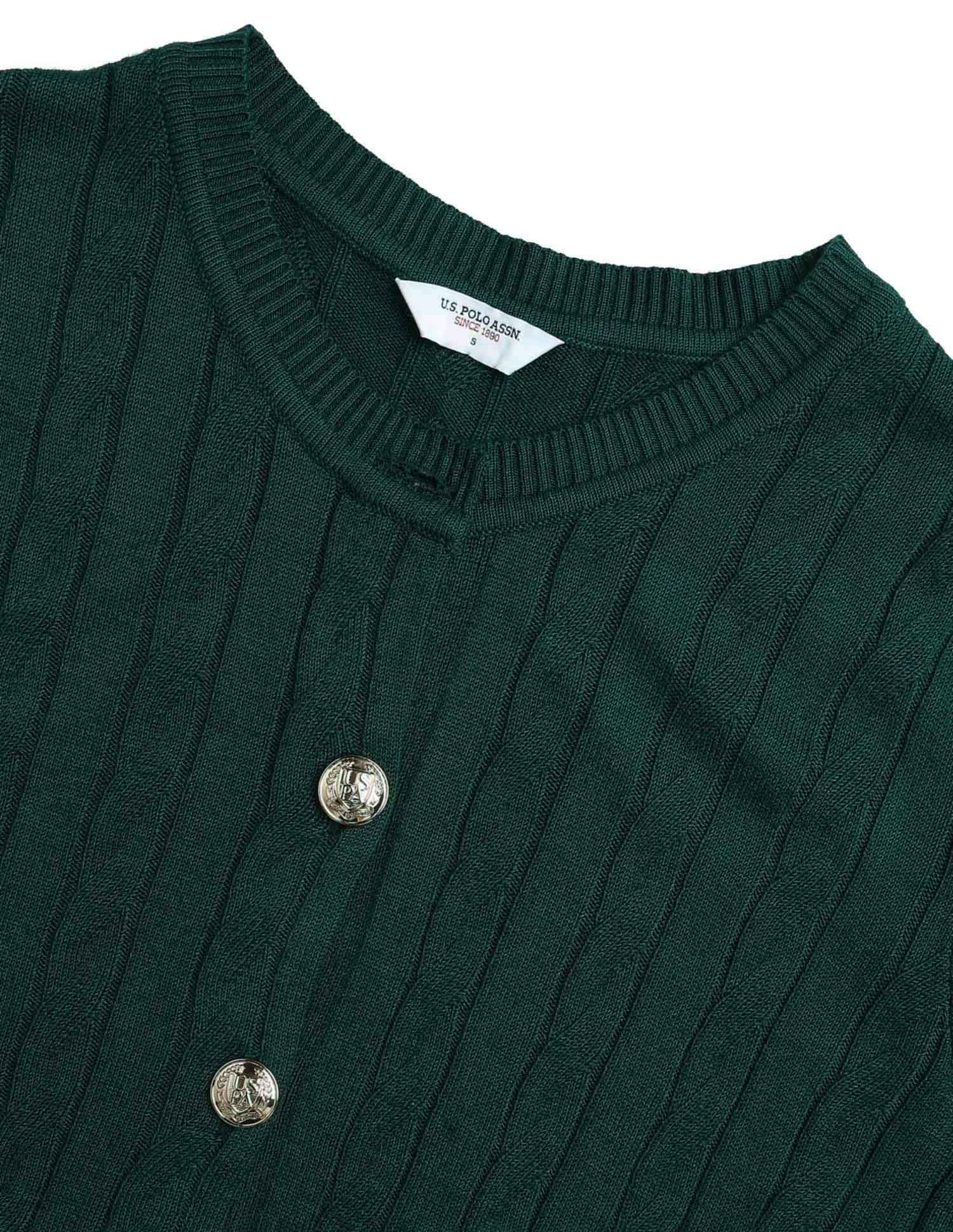 Patterned Knit Regular Fit Sweater Green - U.S. POLO ASSN. | Large