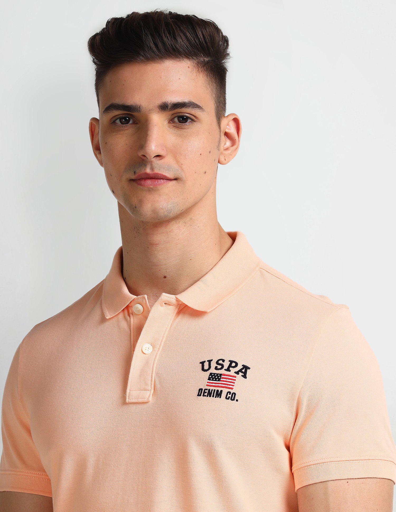 Solid Muscle Fit Polo Shirt Peach - U.S. Polo Assn. India | Large