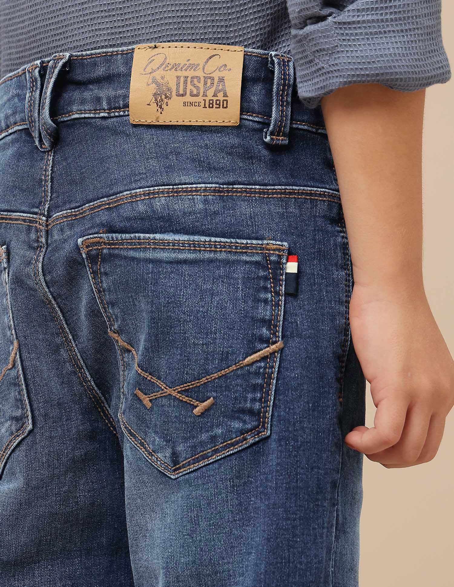 Boys Slim Fit Whiskered Jeans Blue - U.S. POLO ASSN. | Large