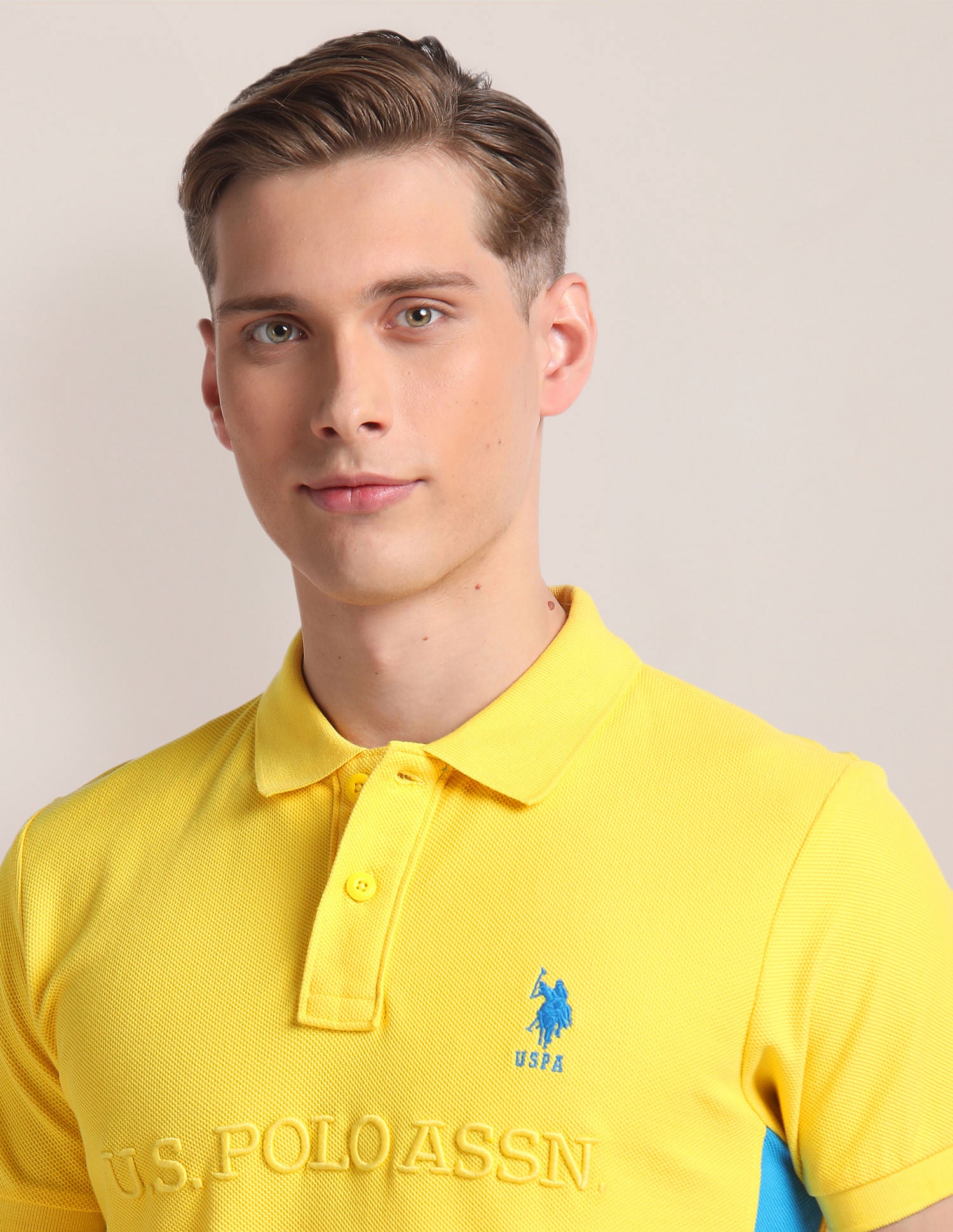 Slim Fit Cotton Polo Shirt Yellow - U.S. Polo Assn. India | Large