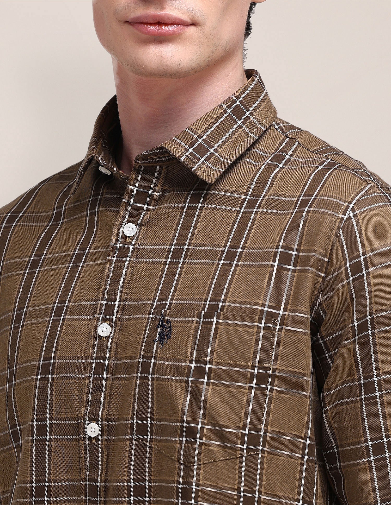 Plaid Checked Regular Fit Shirt Brown - U.S. Polo Assn. India | Large